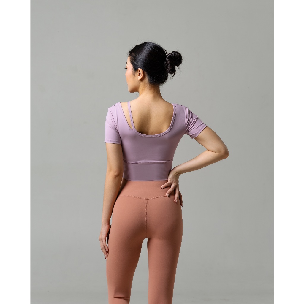 Laurelton Bliss Short Sleeve T-Shirt - Single Strap Shoulder | Baju Olahraga Yoga Pilates Gym Wanita Atasan Olahraga Wanita