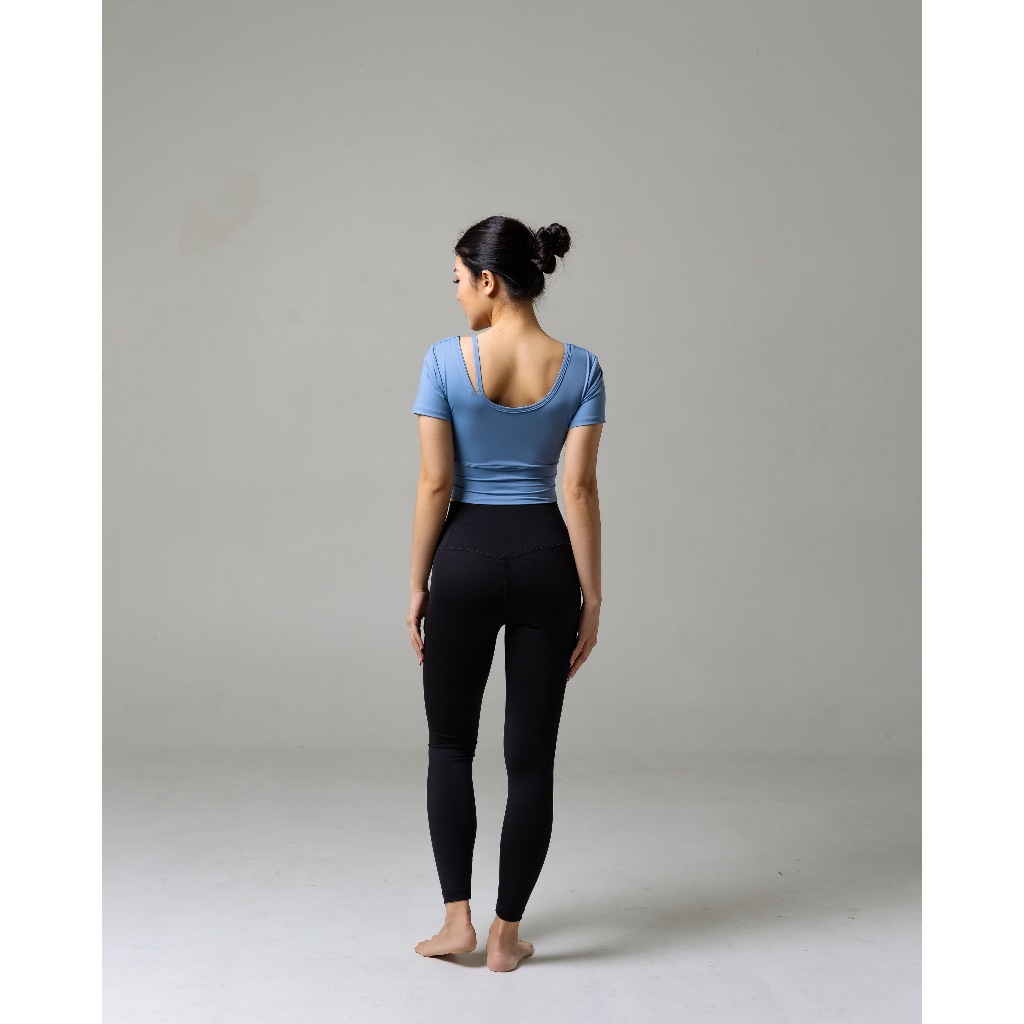 Laurelton Bliss Short Sleeve T-Shirt - Single Strap Shoulder | Baju Olahraga Yoga Pilates Gym Wanita Atasan Olahraga Wanita