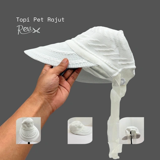 Image of TOPI PET RAJUT MODEL TOPI GOLF PUTIH DAN CREAM