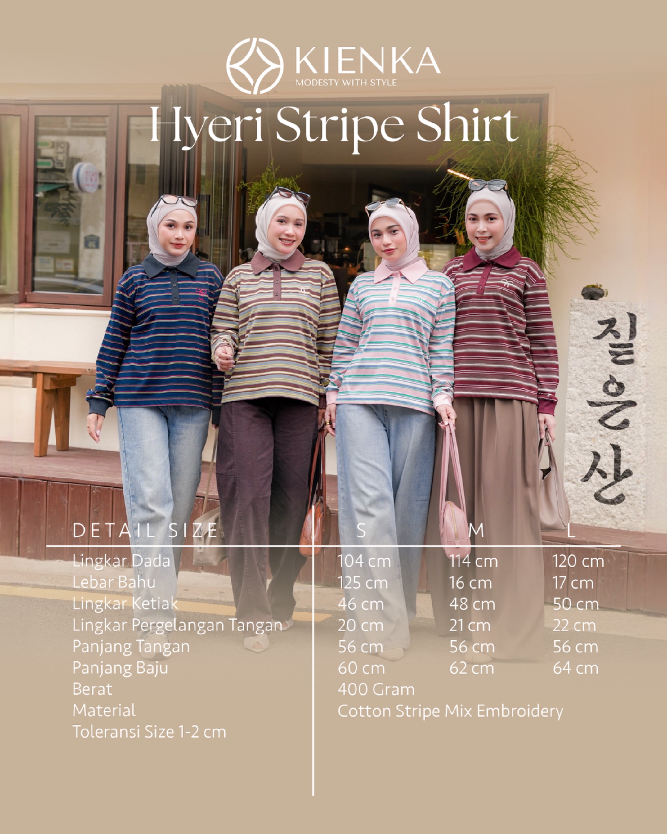 Hyeri Stripe Shirt Maroon