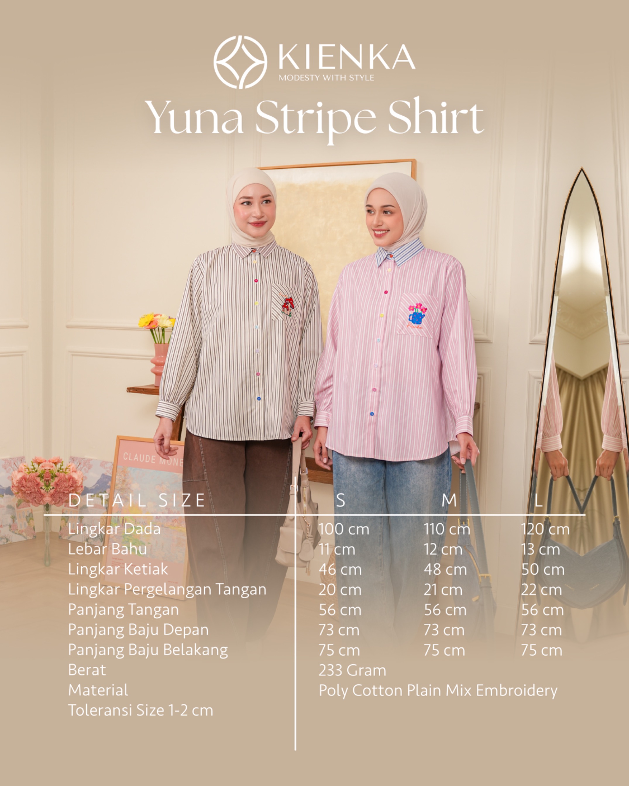 Yuna Stripe Shirt Taupe