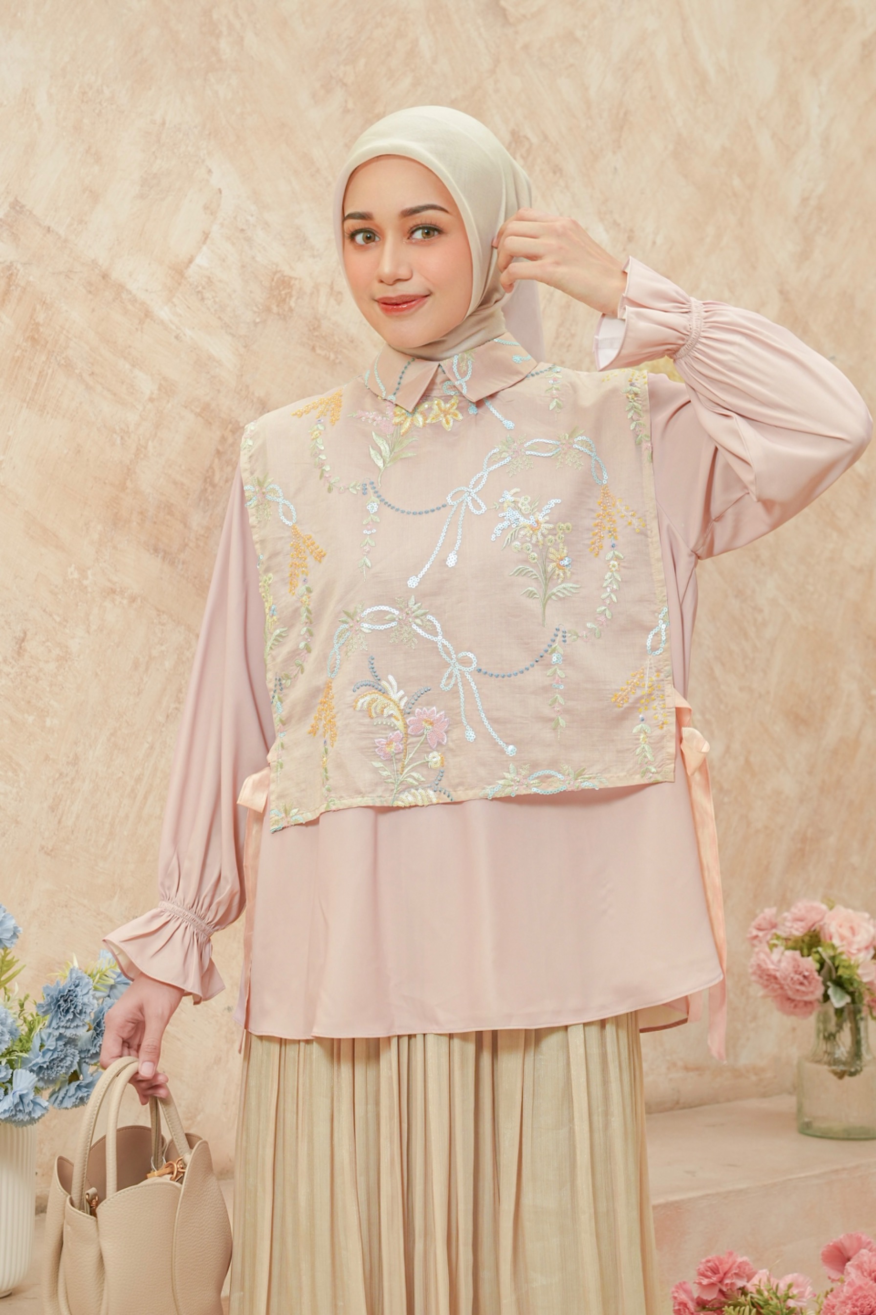 Aletha Vest Beads Blush