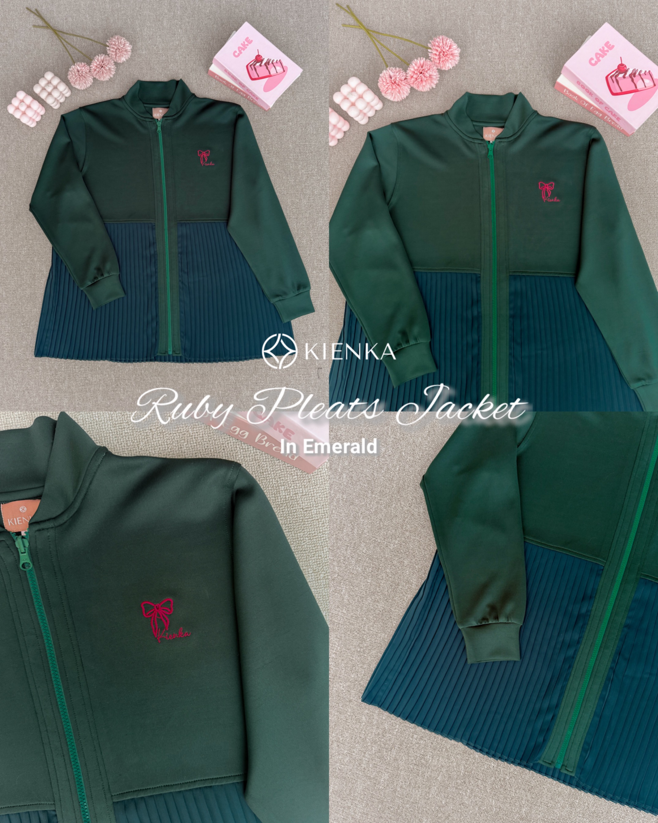Ruby Pleats Jacket Emerald