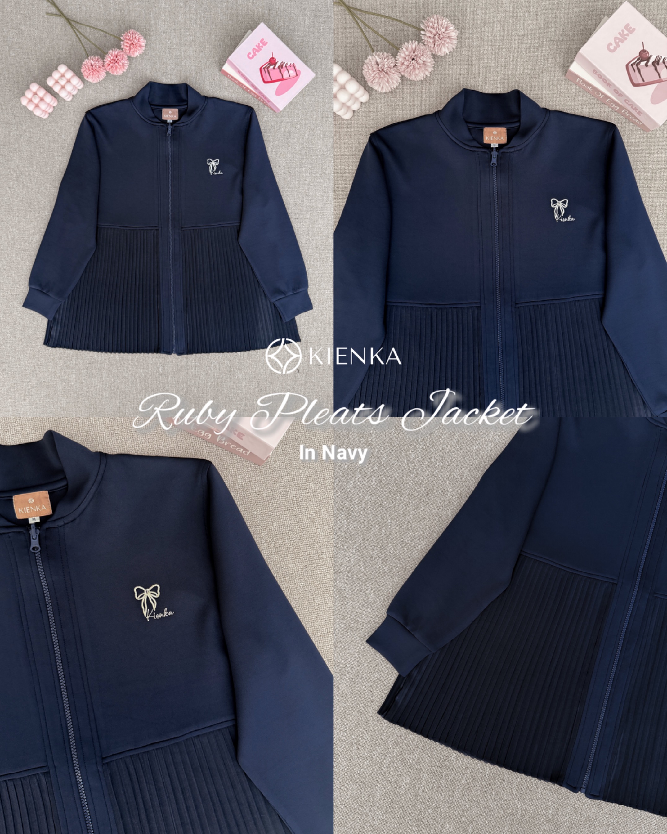 Ruby Pleats Jacket Navy