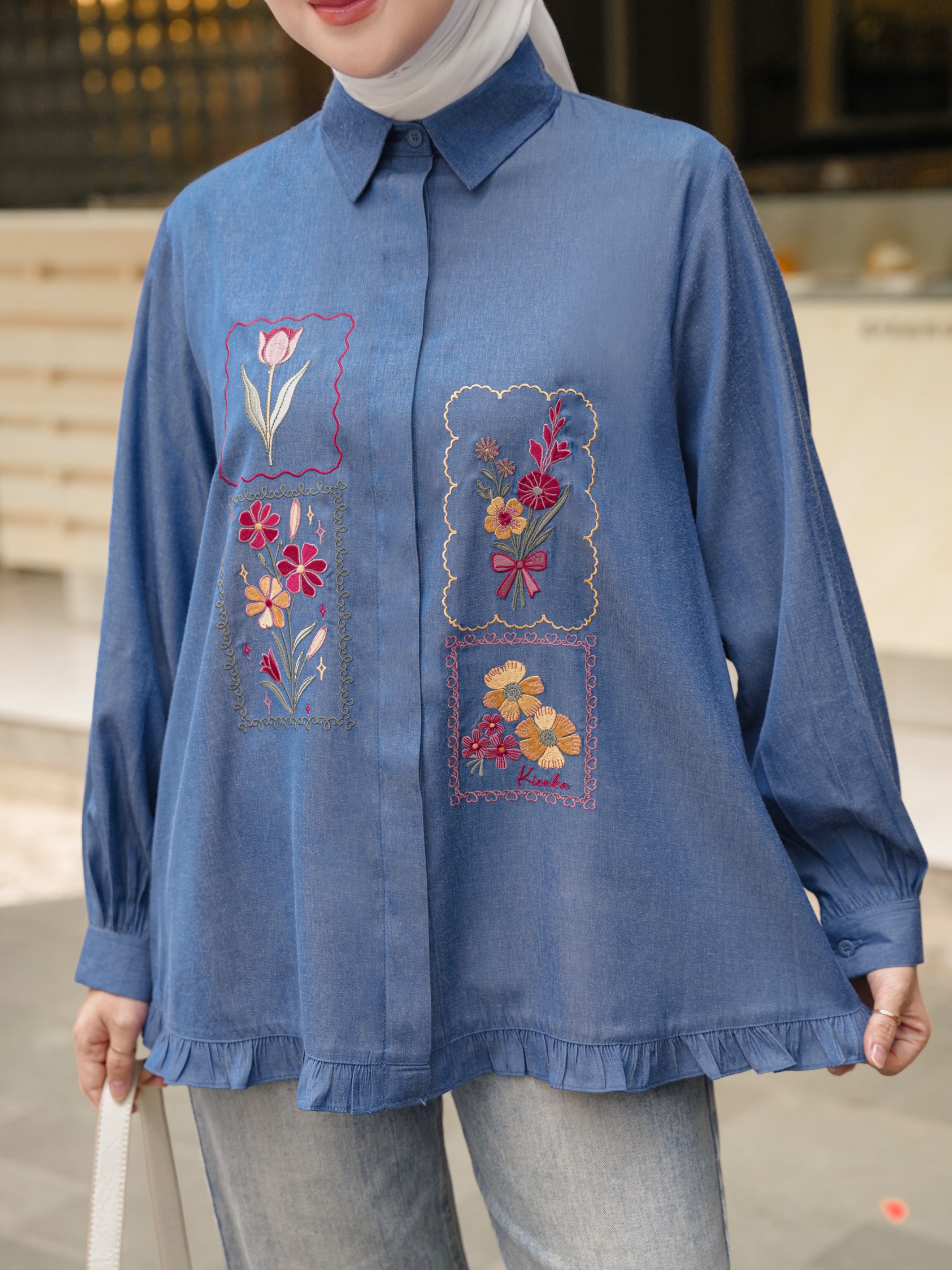Misha Embroidery Blouse Ocean