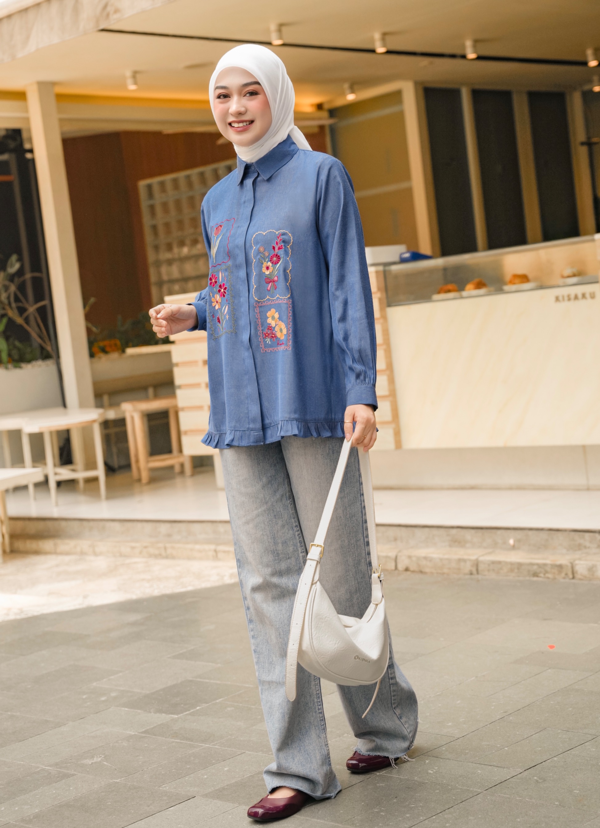 Misha Embroidery Blouse Ocean
