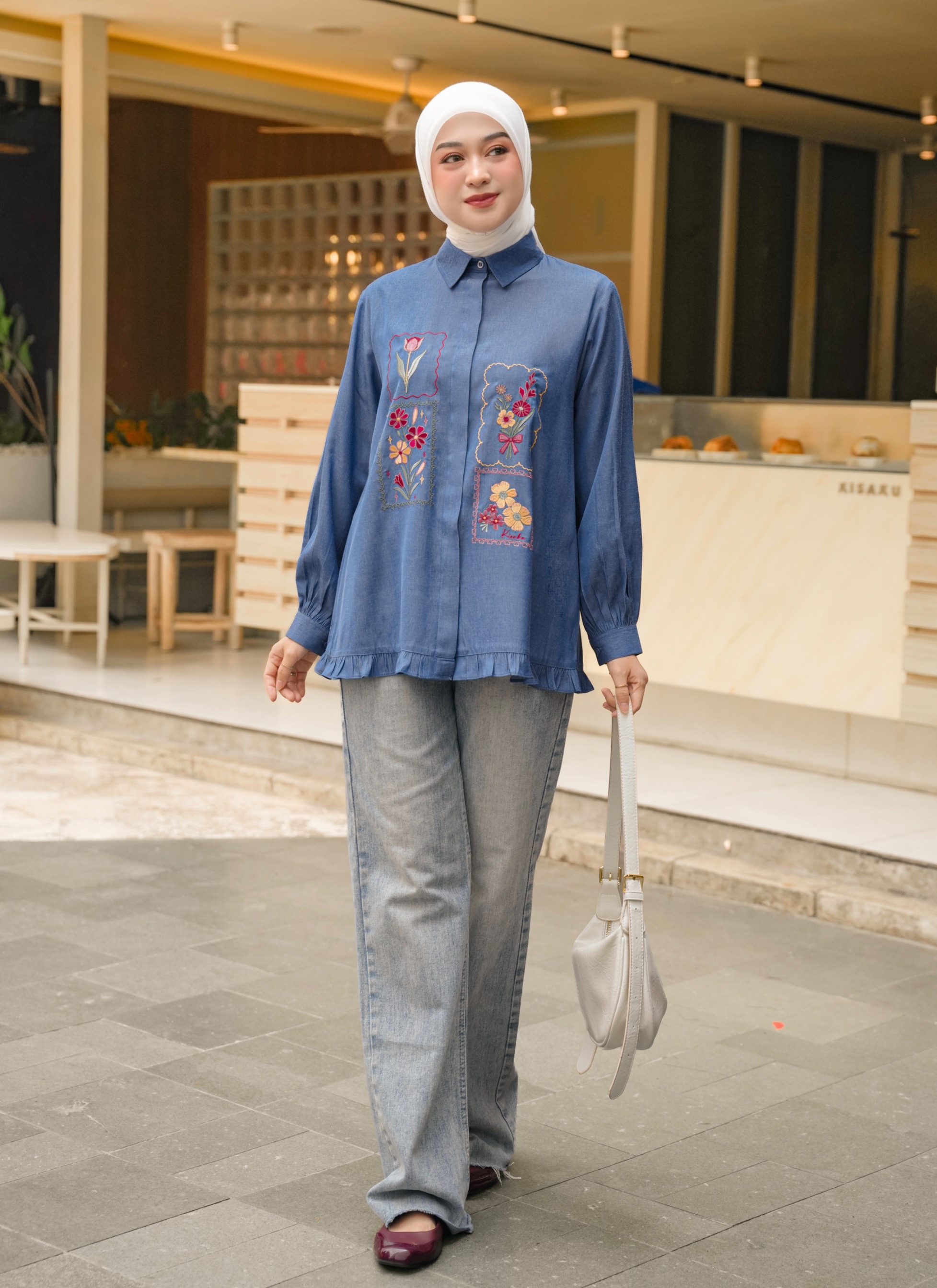 Misha Embroidery Blouse Ocean