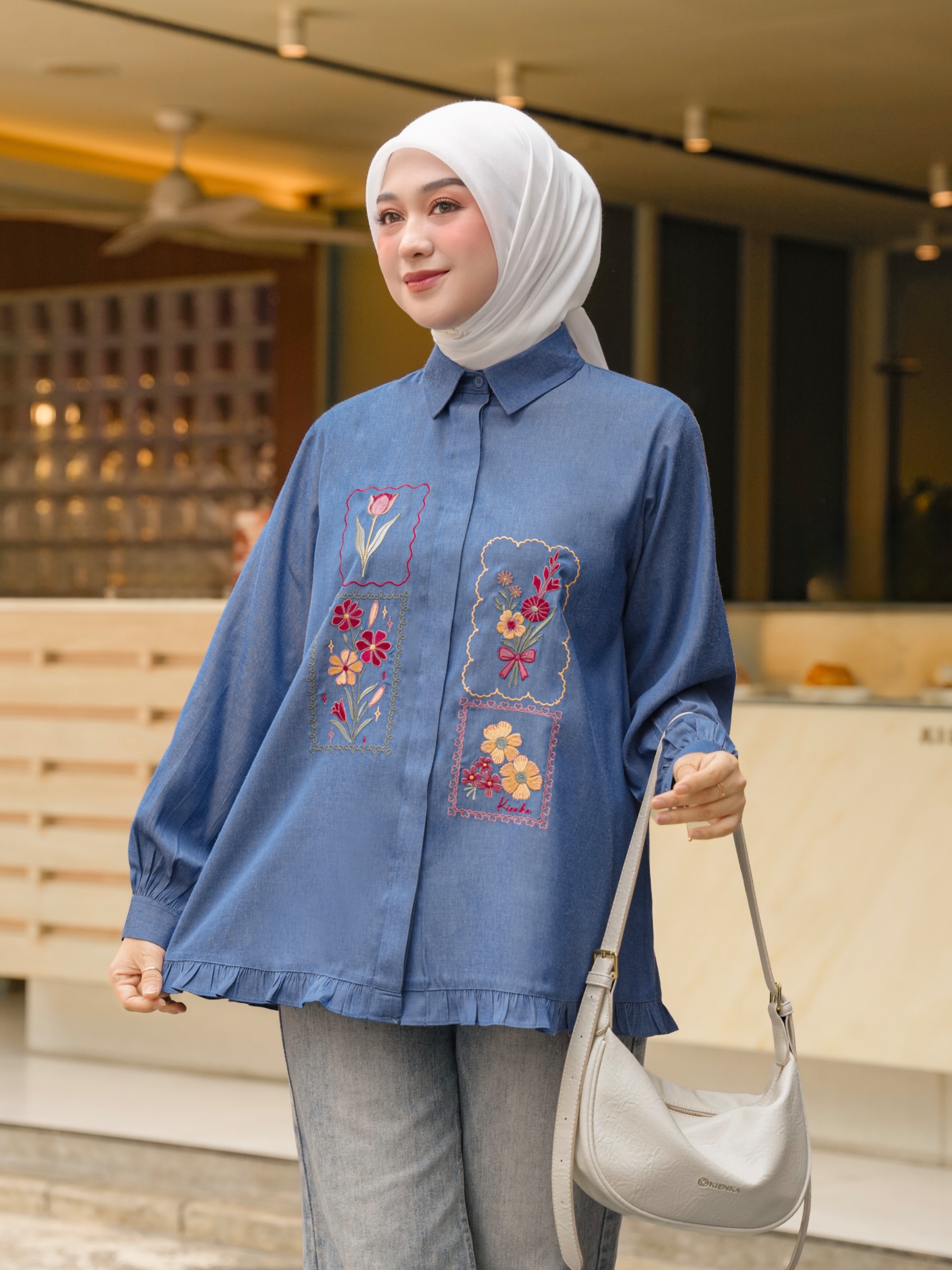 Misha Embroidery Blouse Ocean