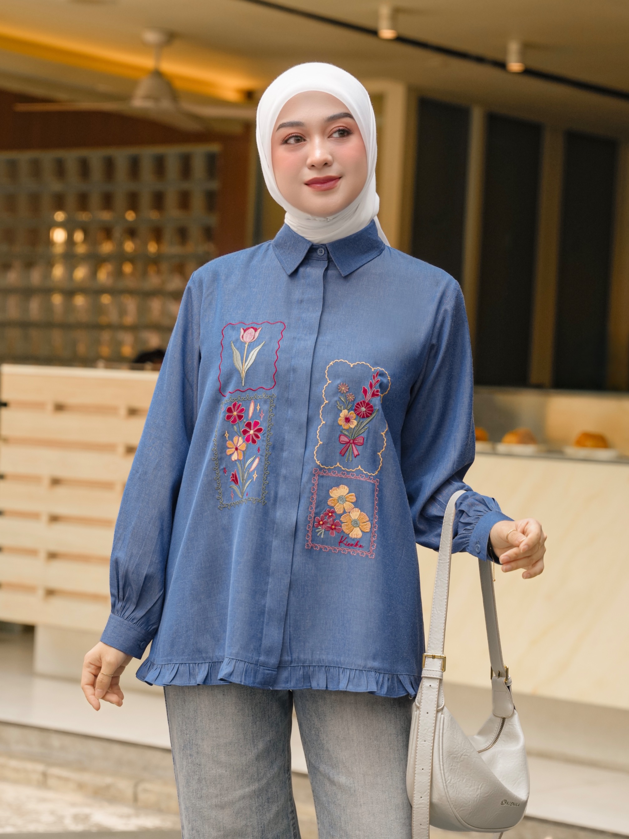 Misha Embroidery Blouse Ocean