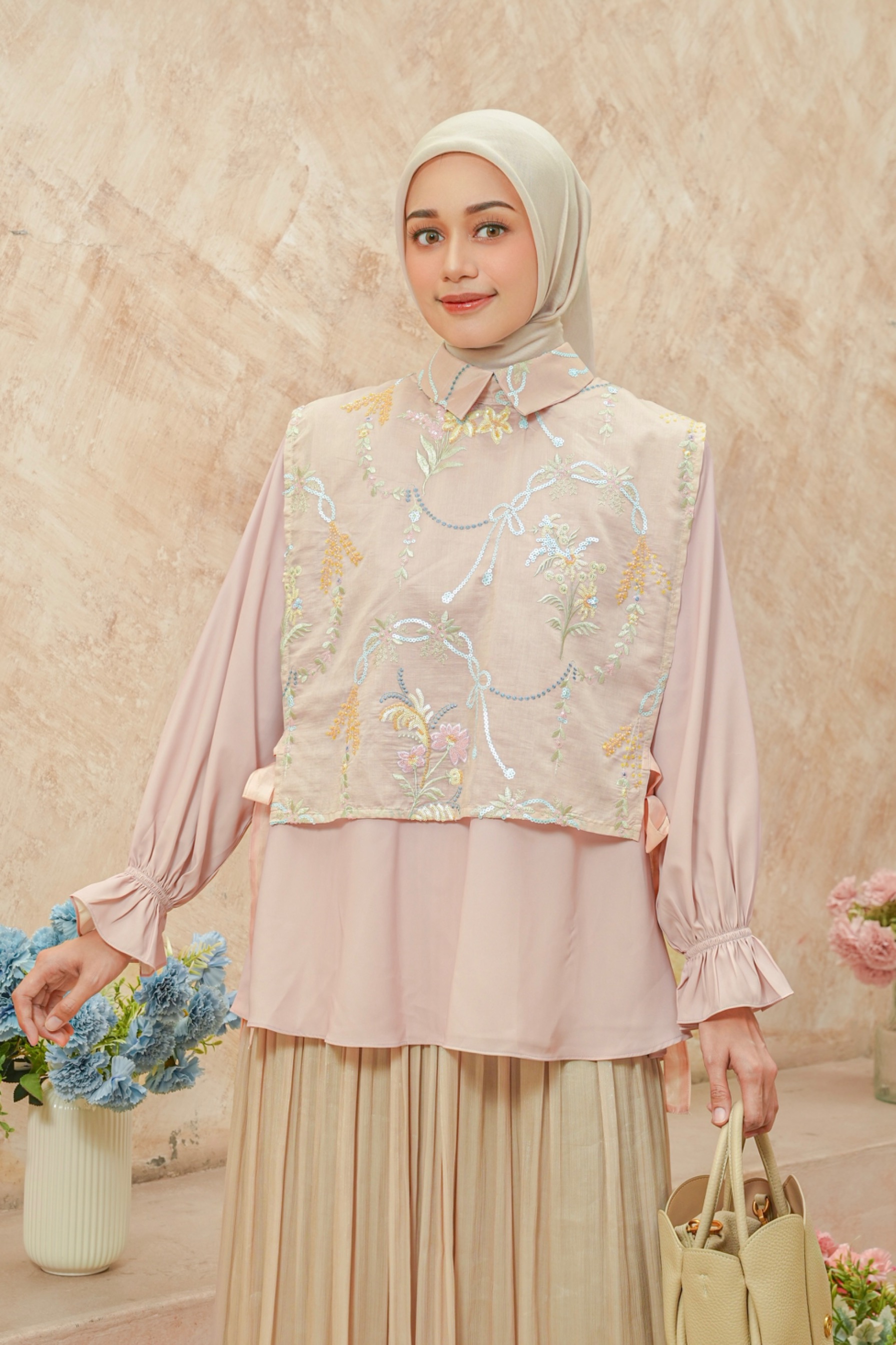 Aletha Vest Beads Blush
