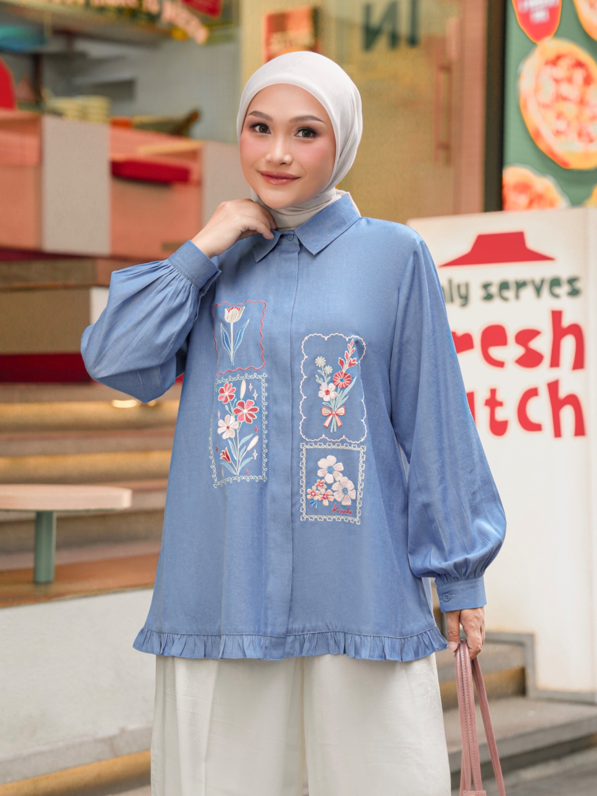 Misha Embroidery Blouse Cloud