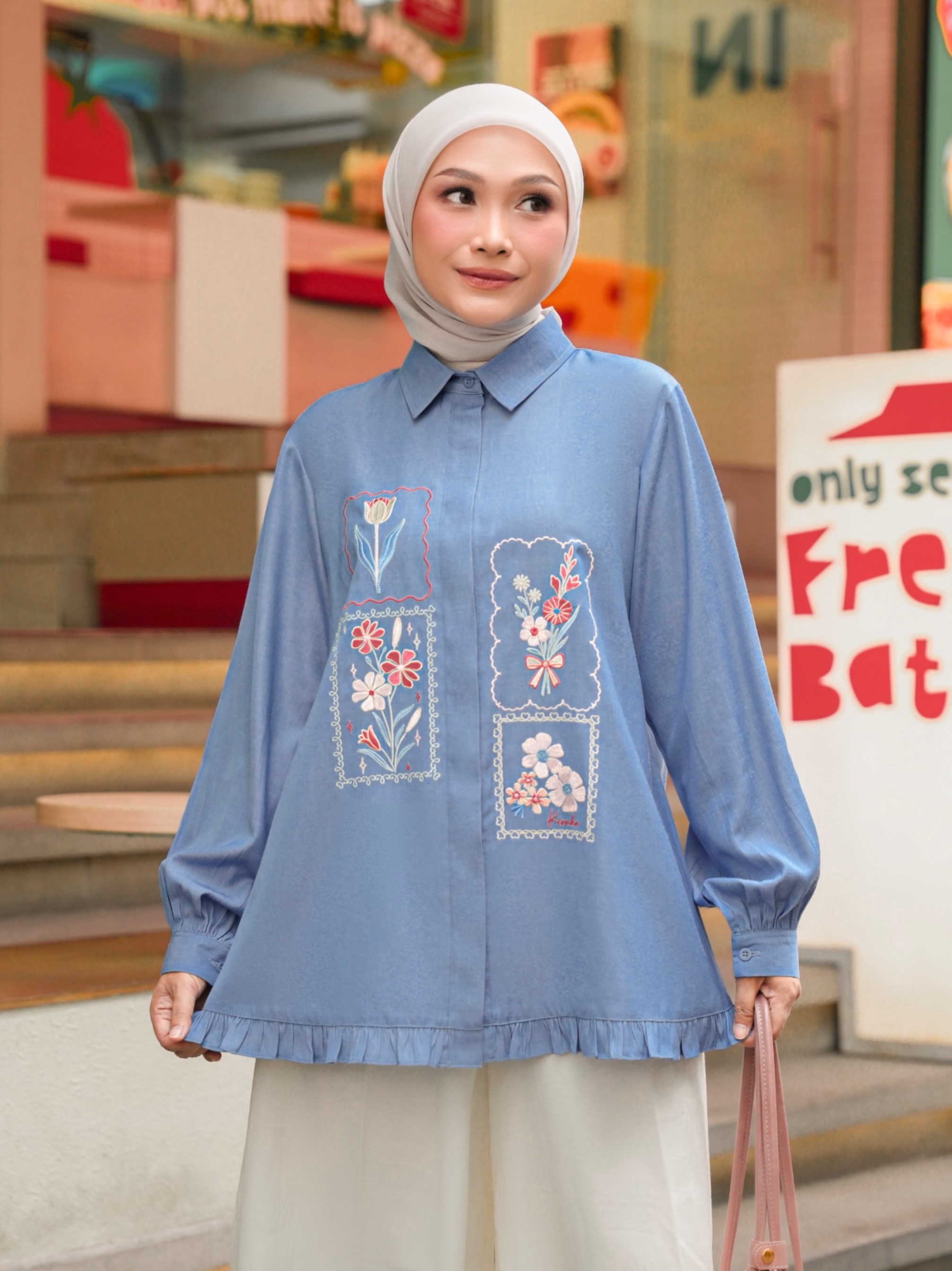 Misha Embroidery Blouse Cloud