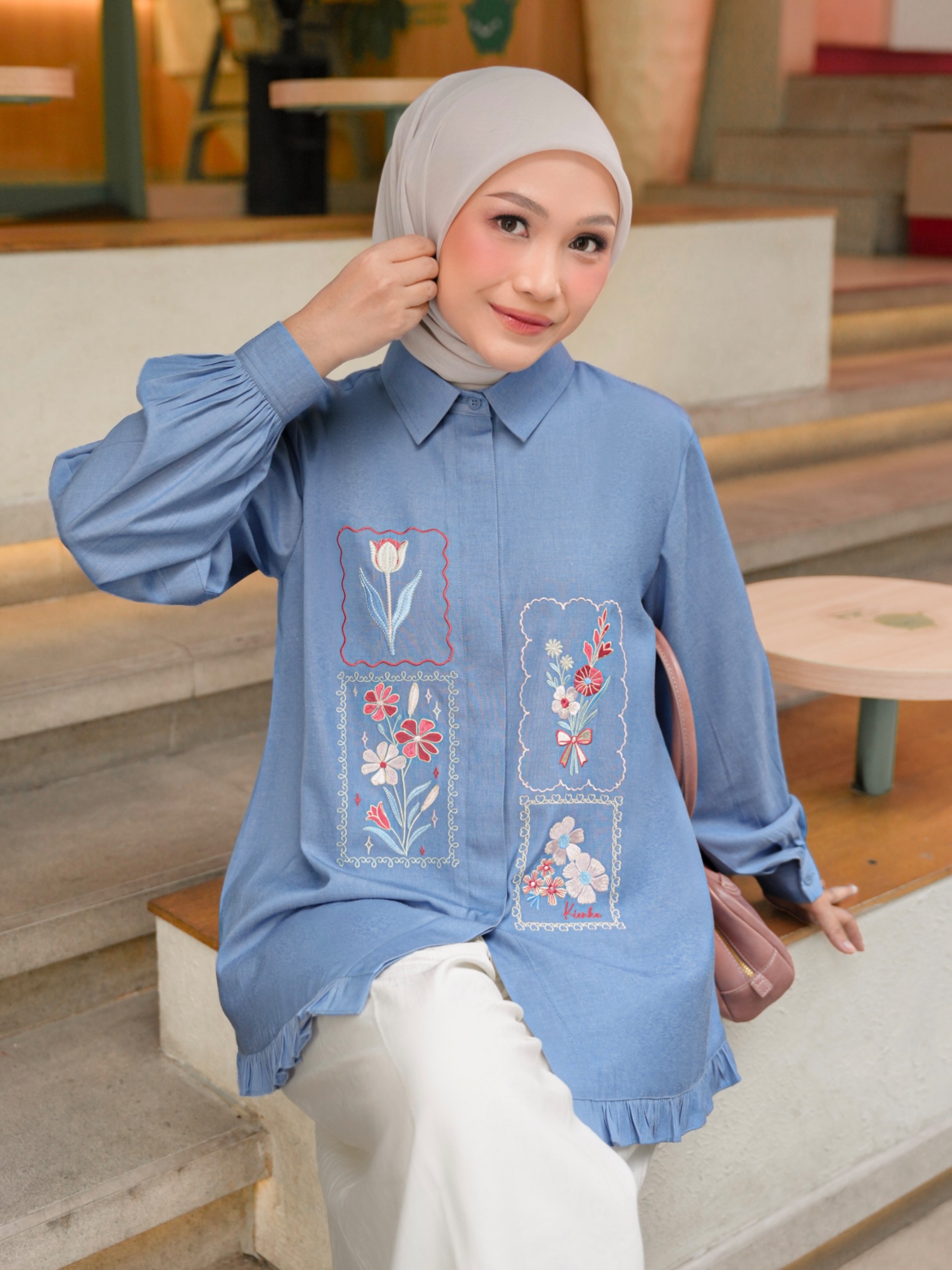 Misha Embroidery Blouse Cloud