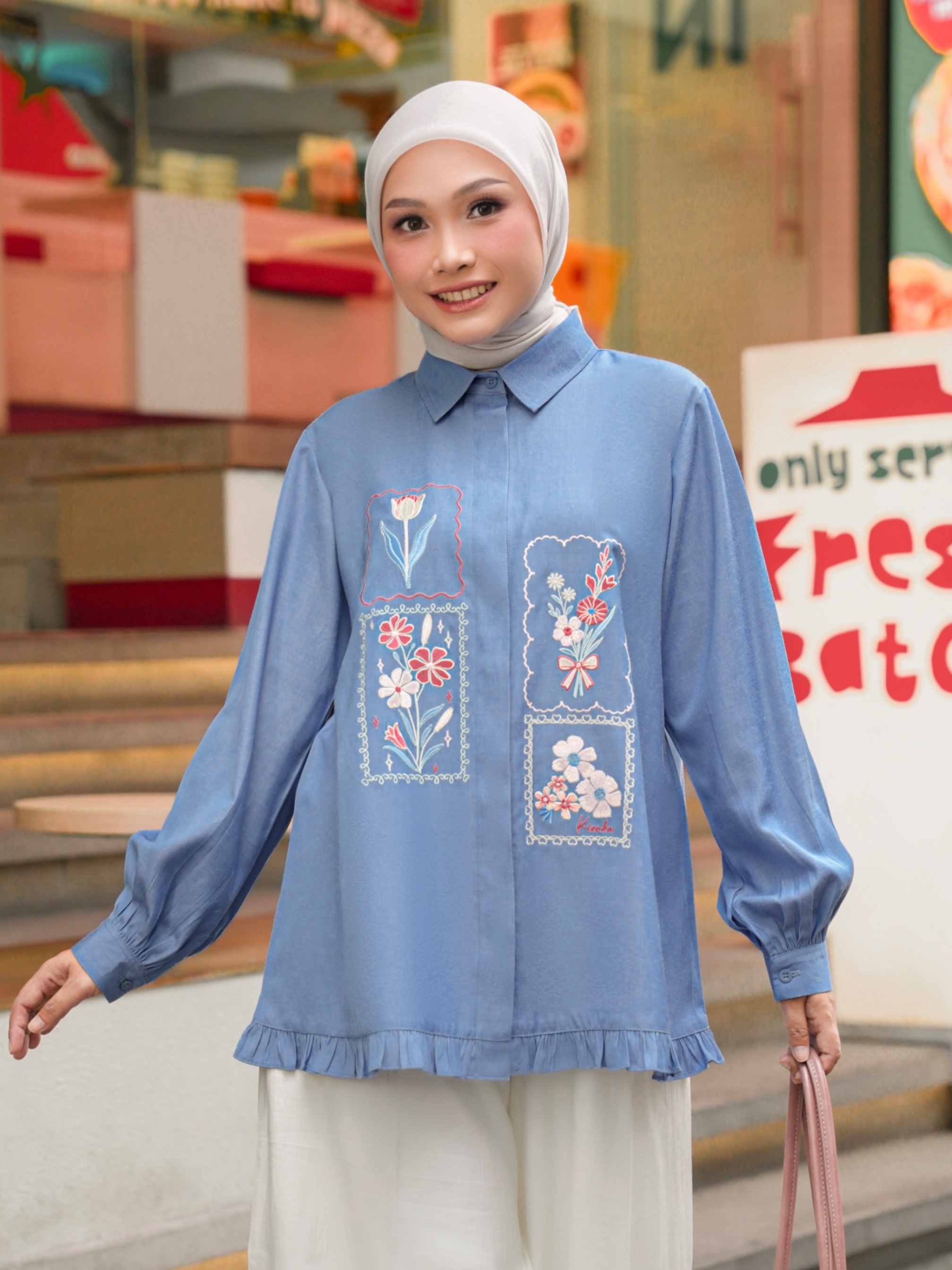 Misha Embroidery Blouse Cloud