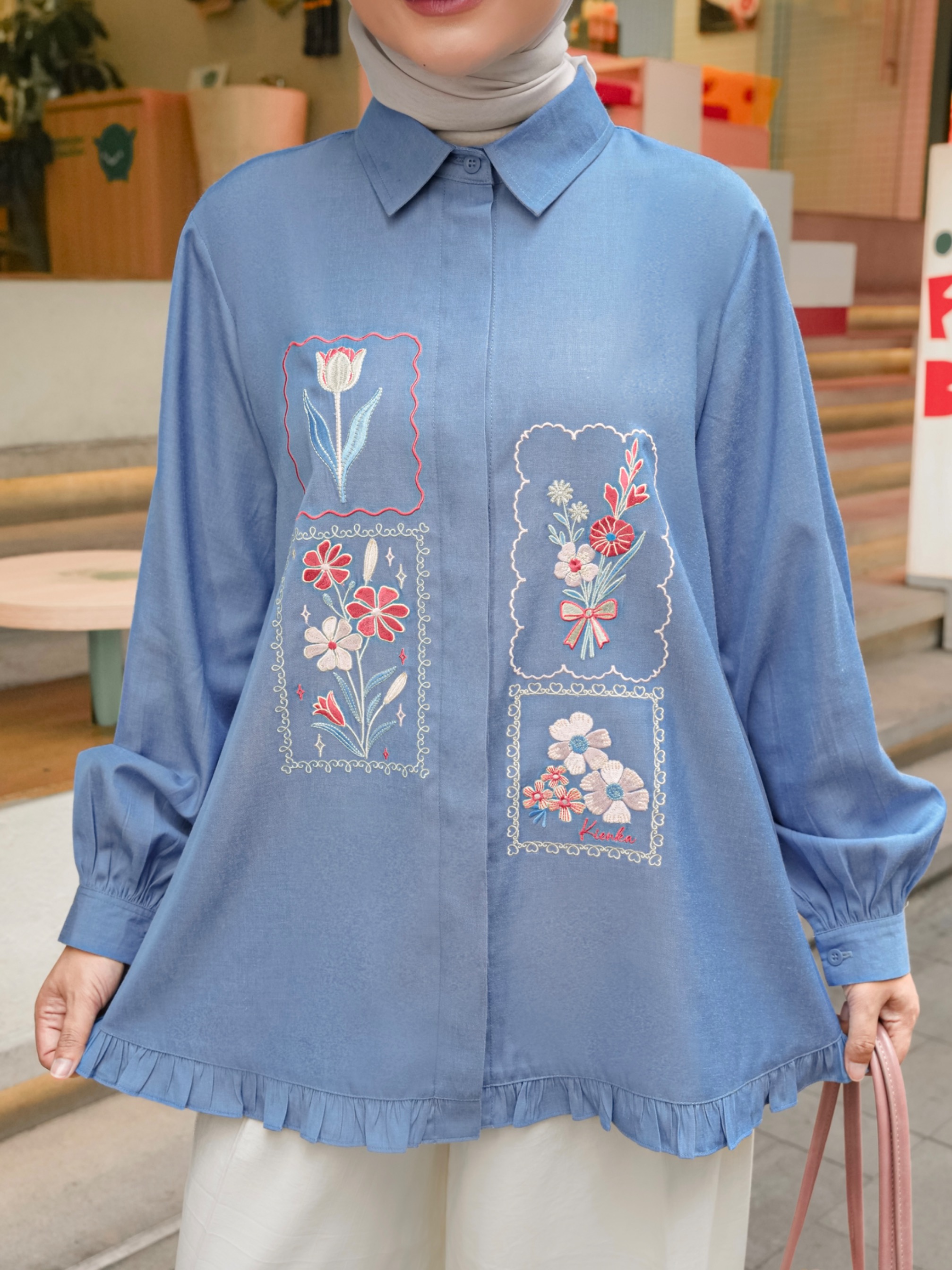 Misha Embroidery Blouse Cloud