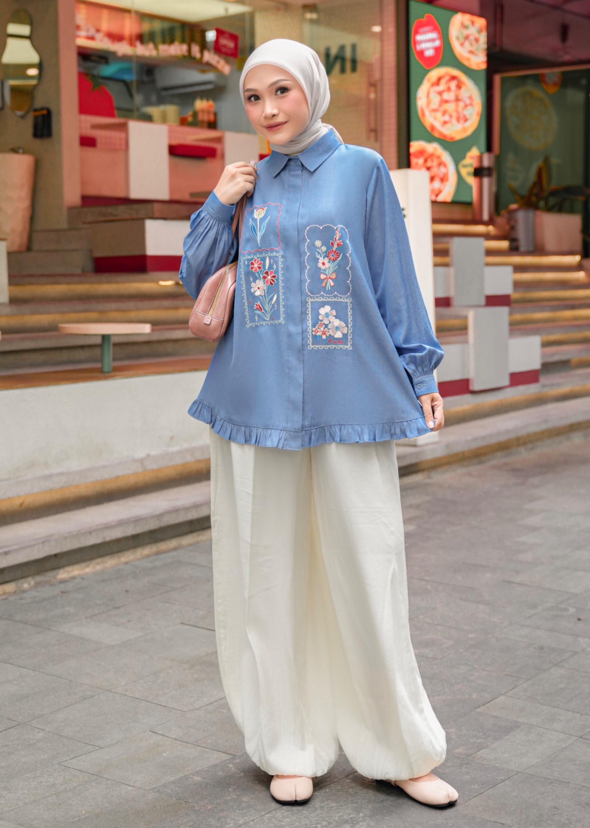 Misha Embroidery Blouse Cloud