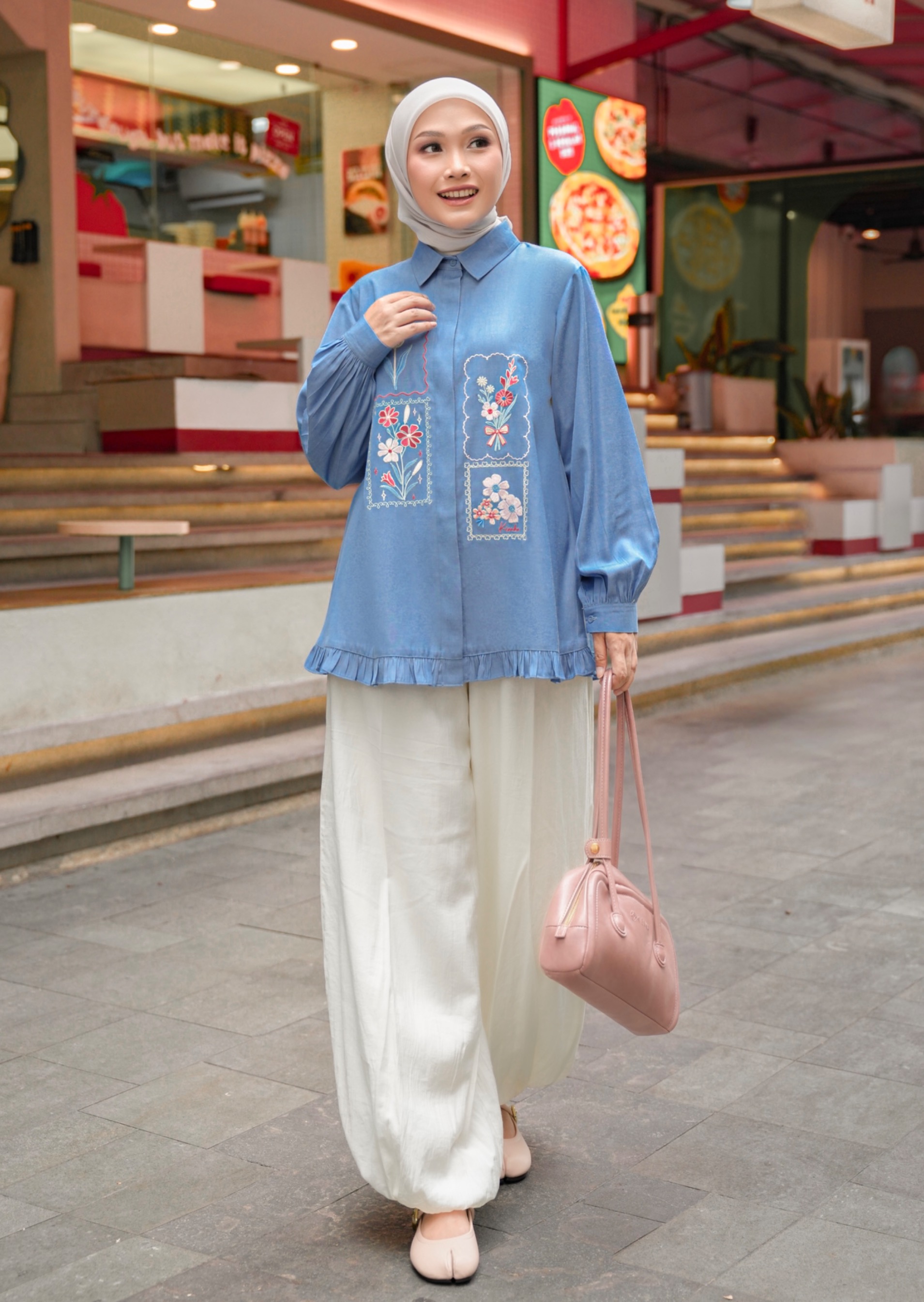 Misha Embroidery Blouse Cloud