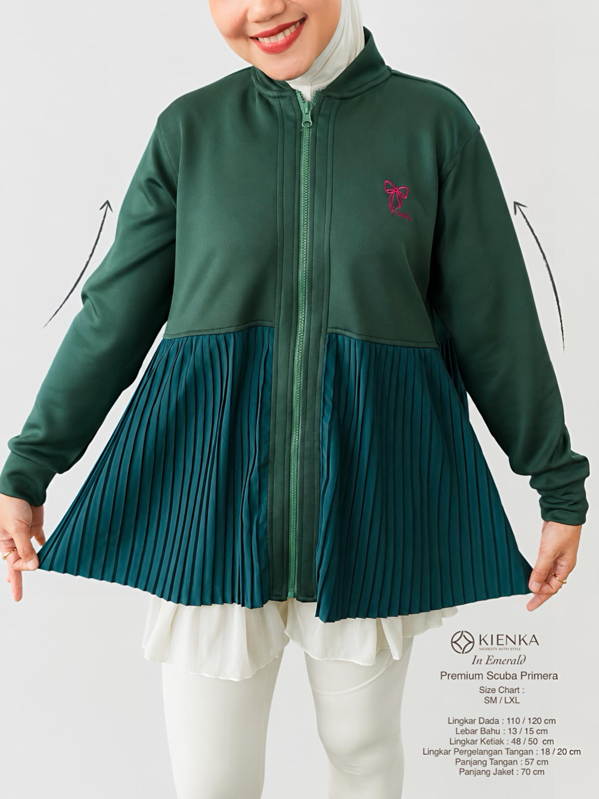 Ruby Pleats Jacket Emerald