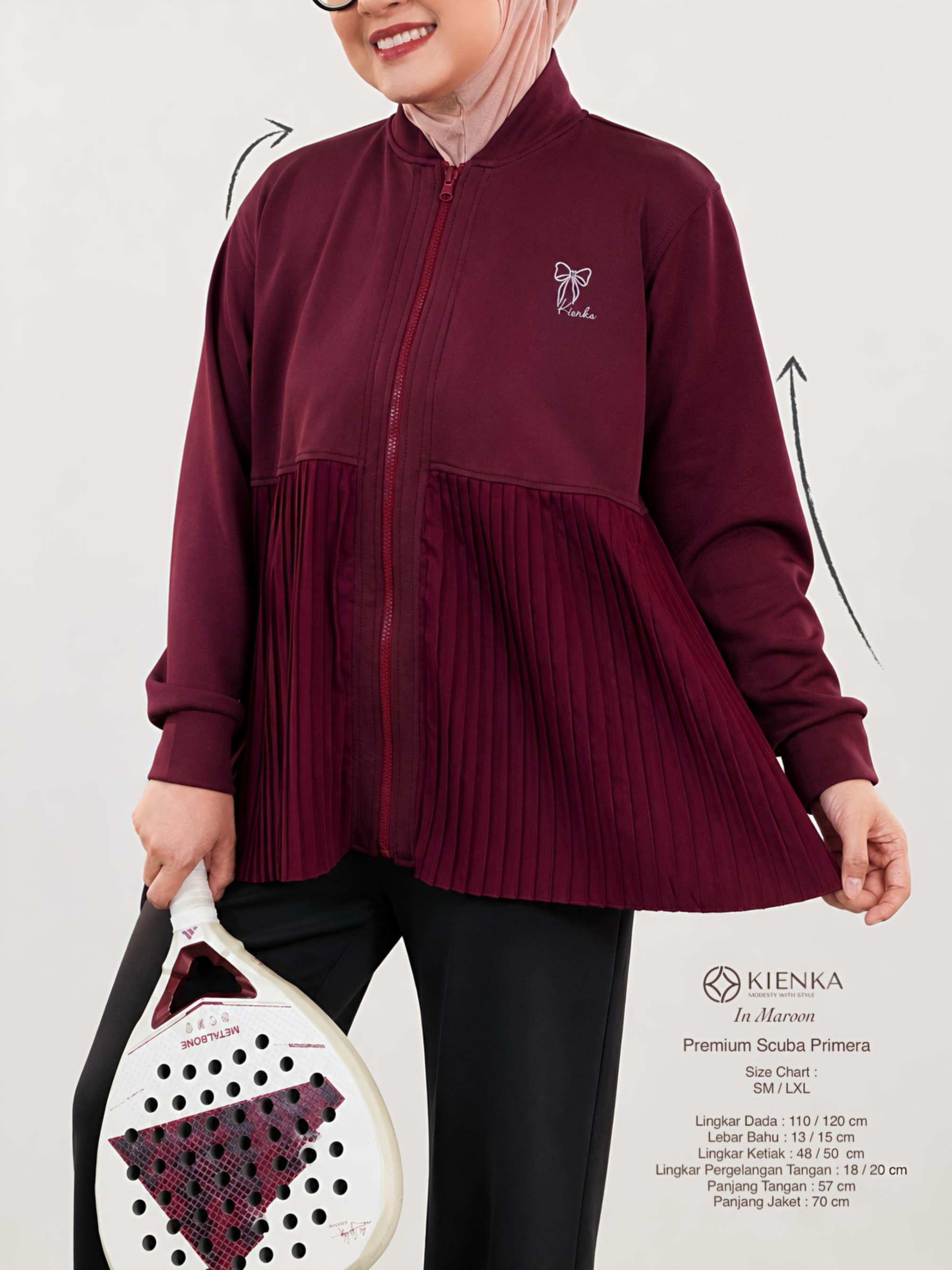 Ruby Pleats Jacket Maroon