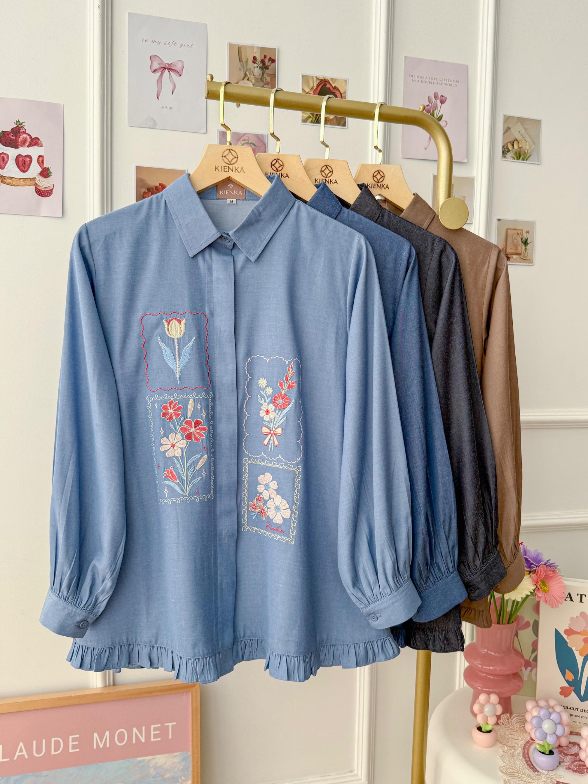 Misha Embroidery Blouse Latte