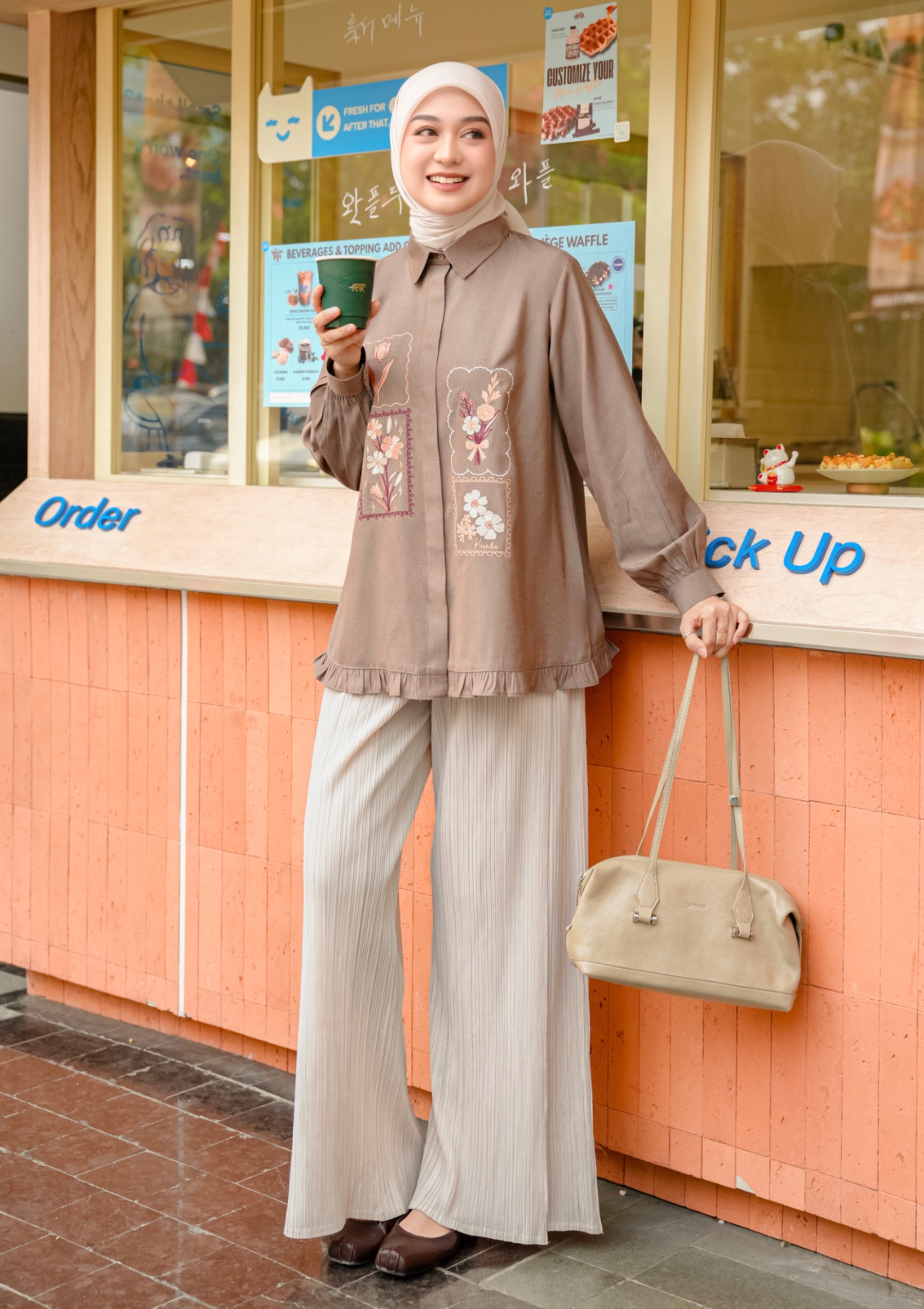 Misha Embroidery Blouse Latte