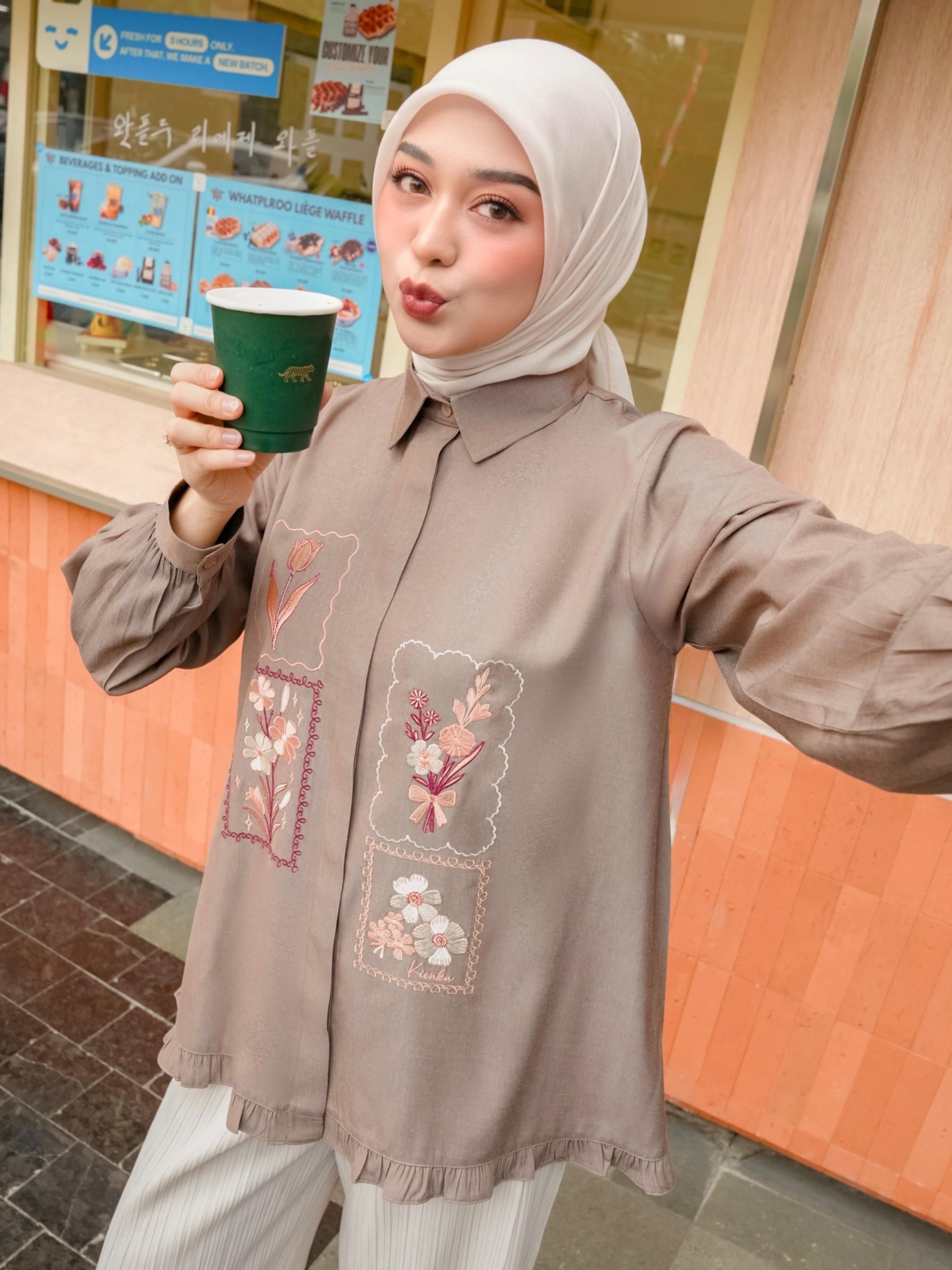 Misha Embroidery Blouse Latte