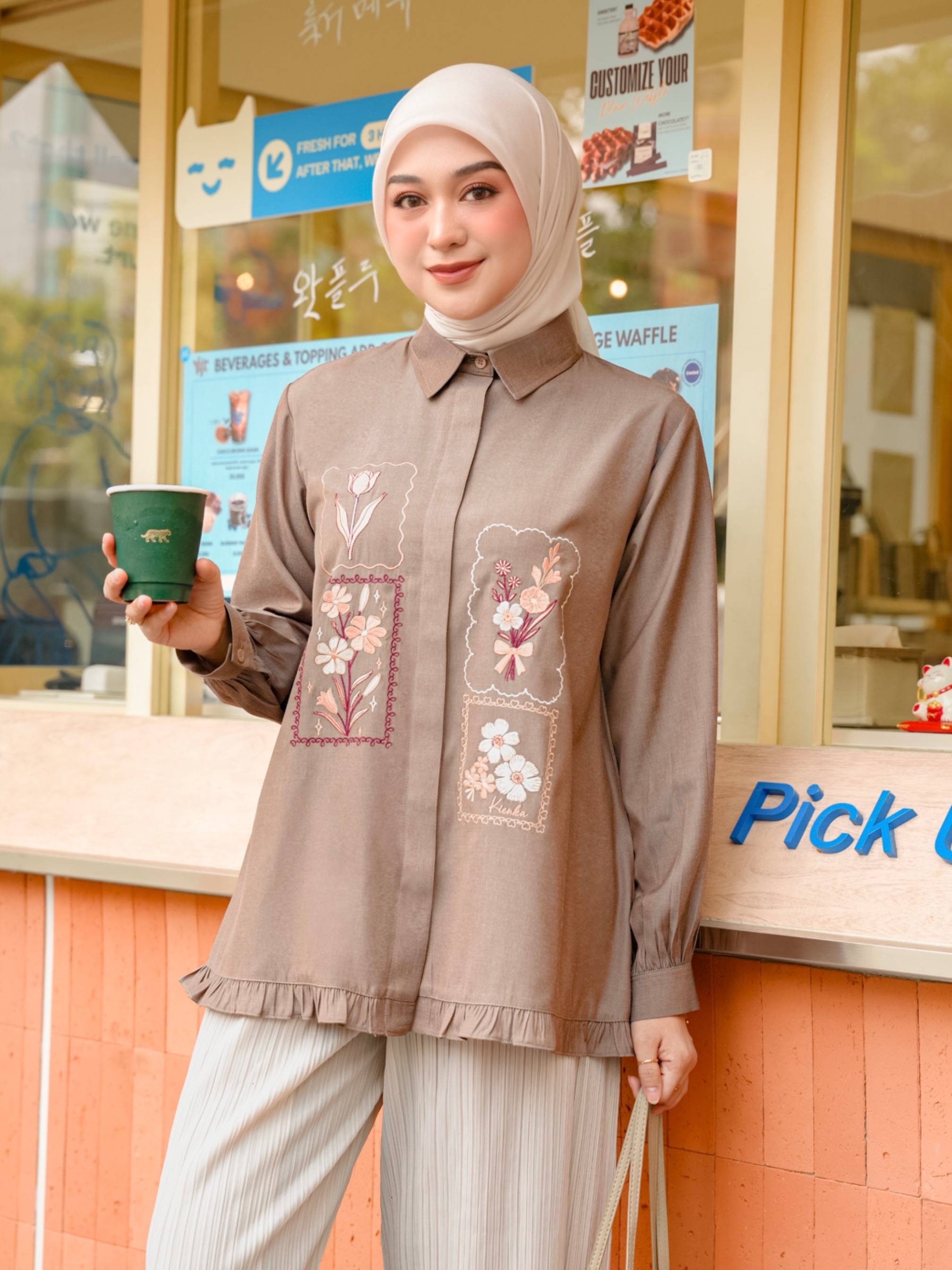 Misha Embroidery Blouse Latte