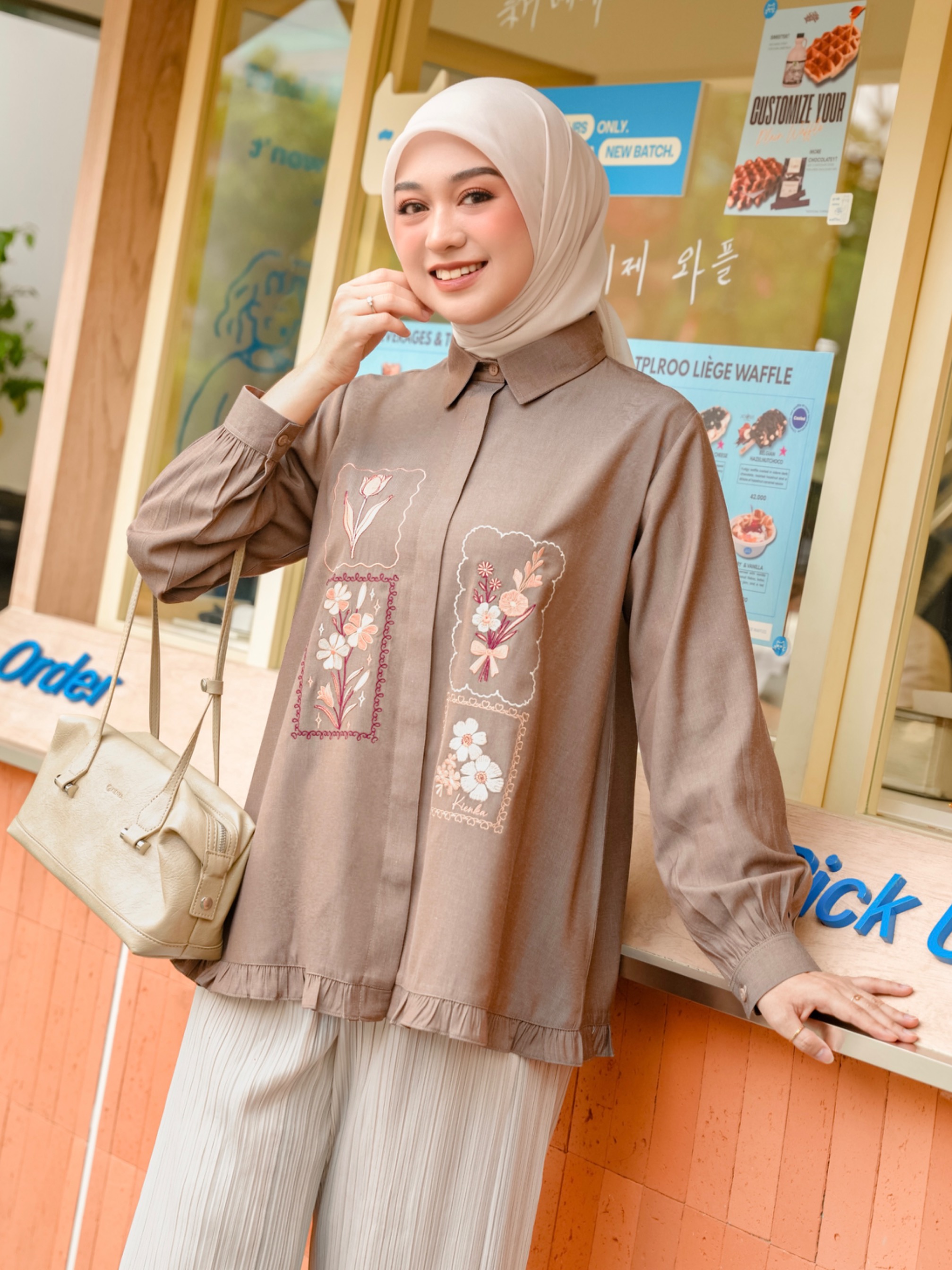 Misha Embroidery Blouse Latte