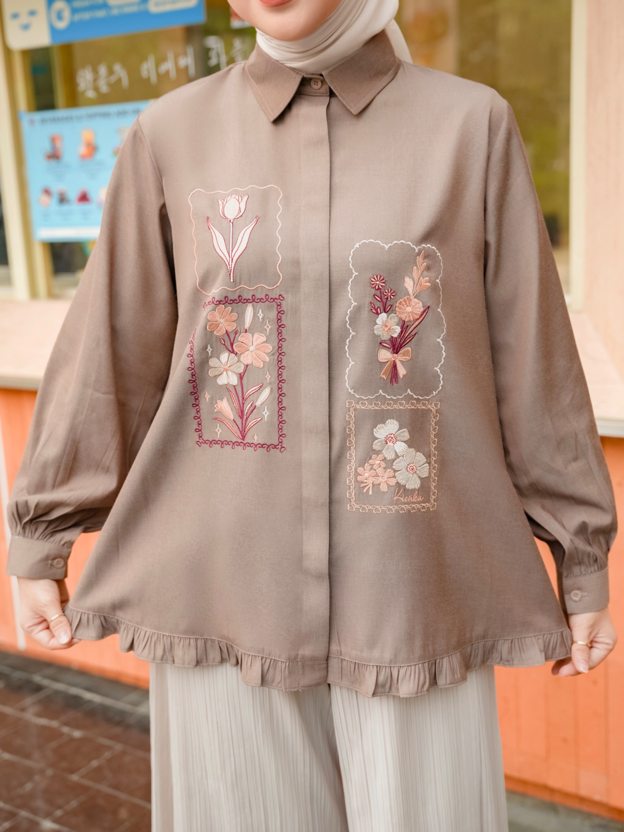 Misha Embroidery Blouse Latte