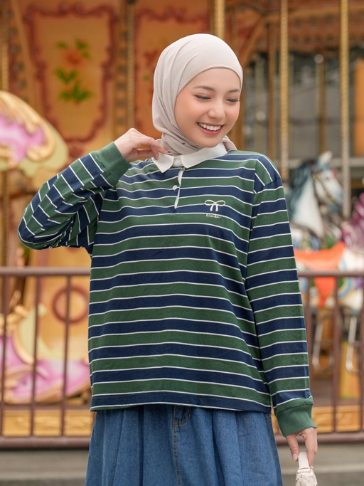 Image of Chia Stripe Shirt Vol.II Panjang Crop Clover