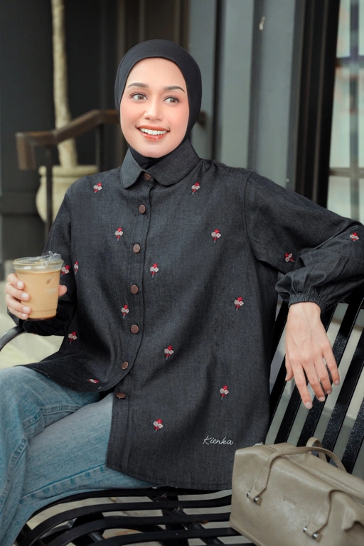 Image of Sassy Denim Shirt Onyx