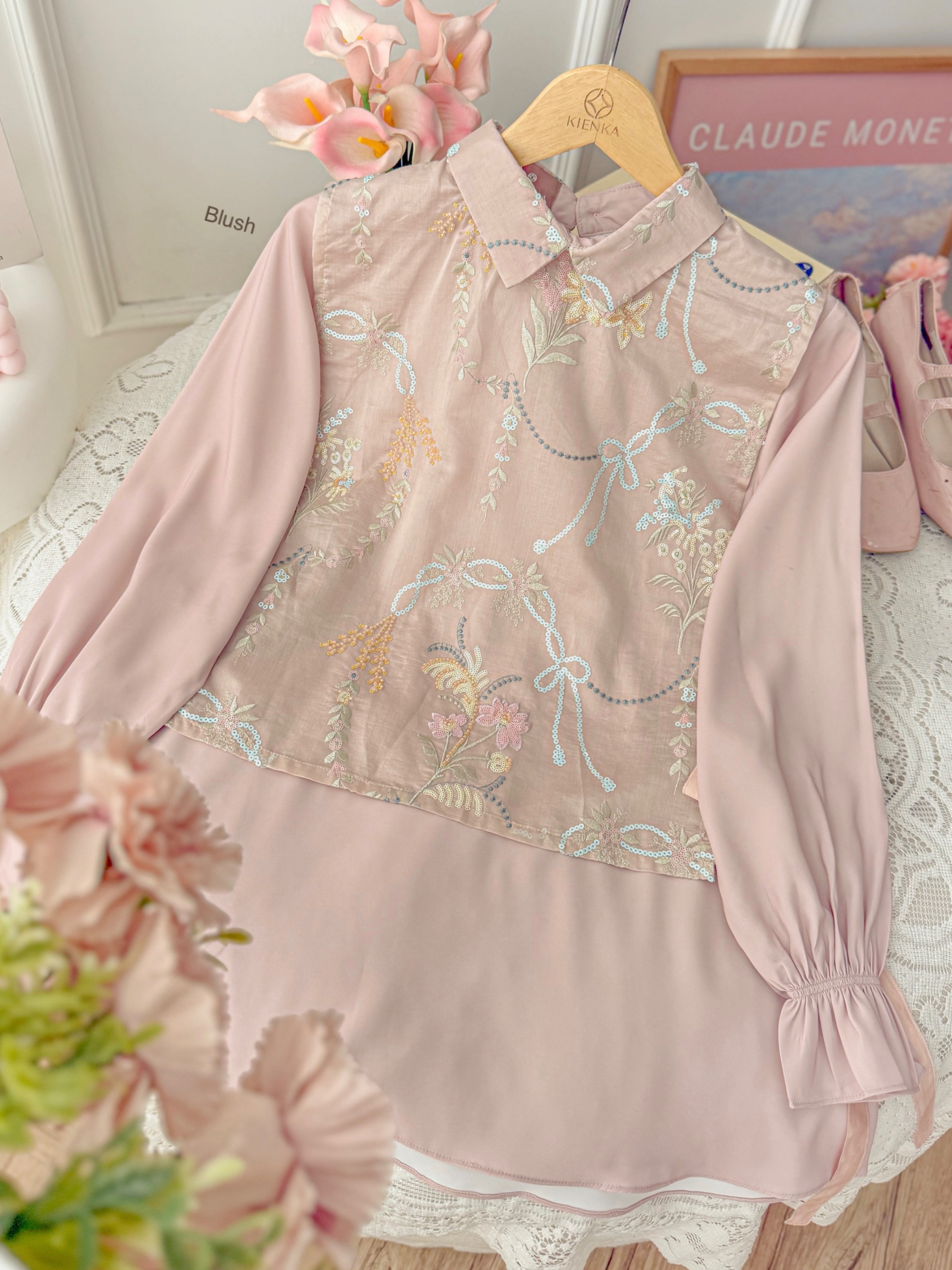 Aletha Vest Beads Blush