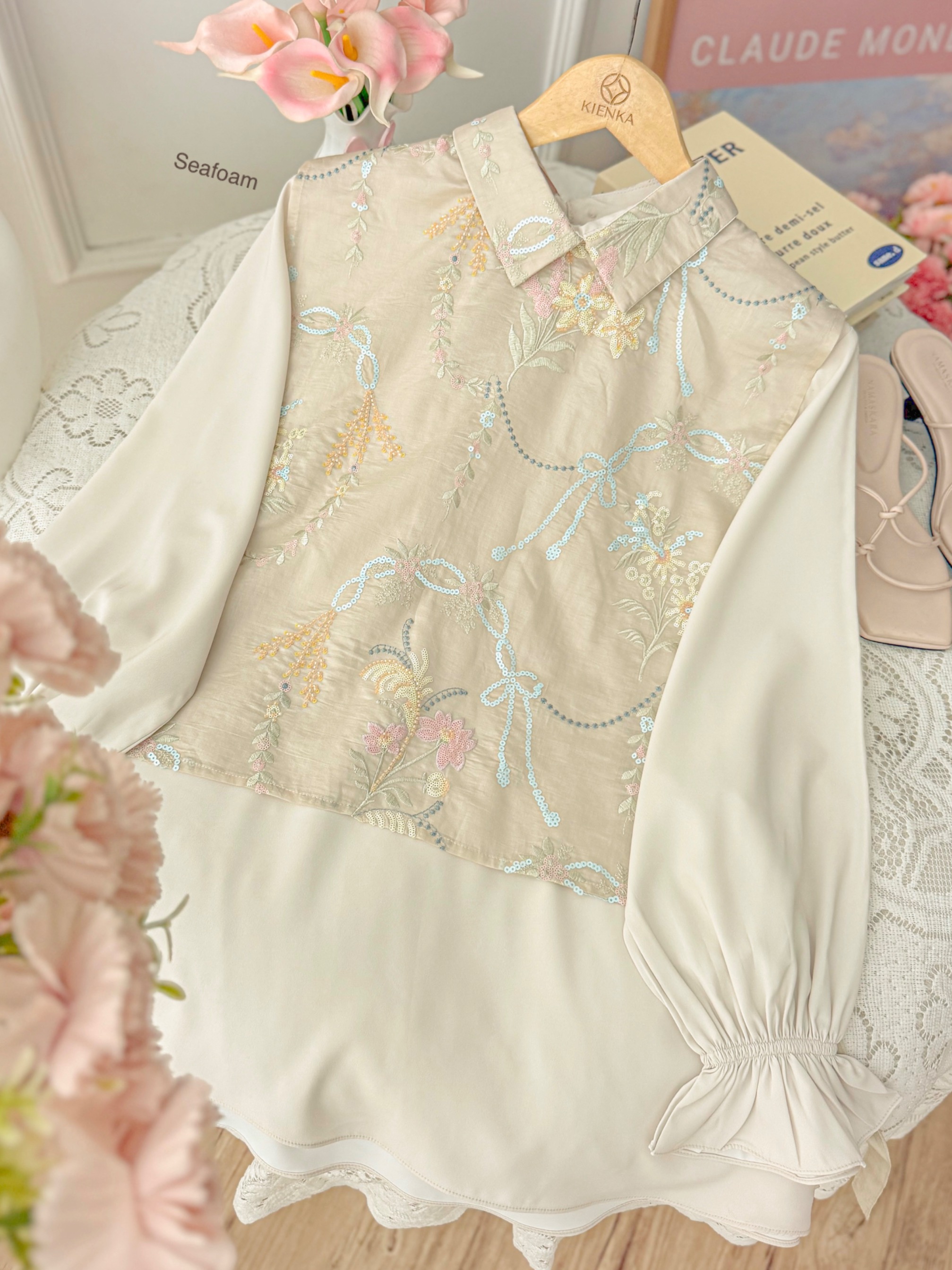 Aletha Vest Beads Seafoam