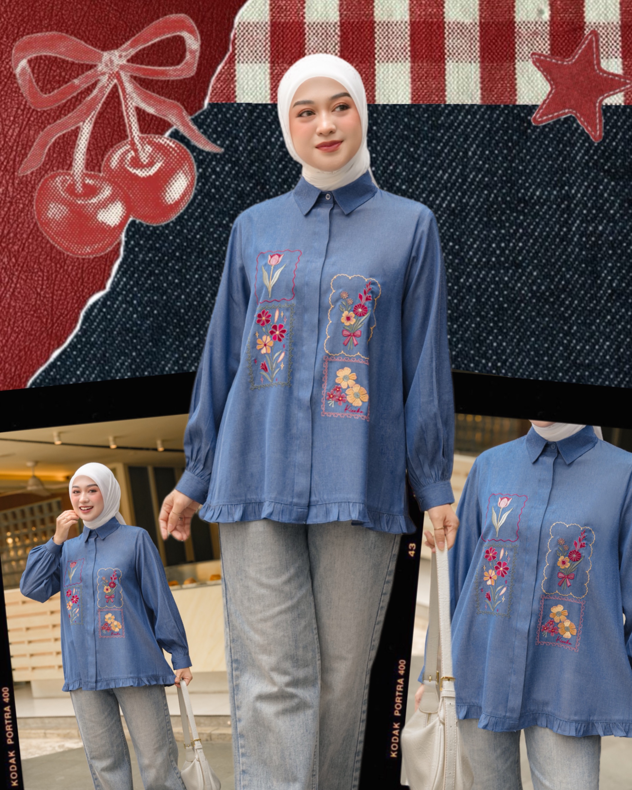 Misha Embroidery Blouse Ocean