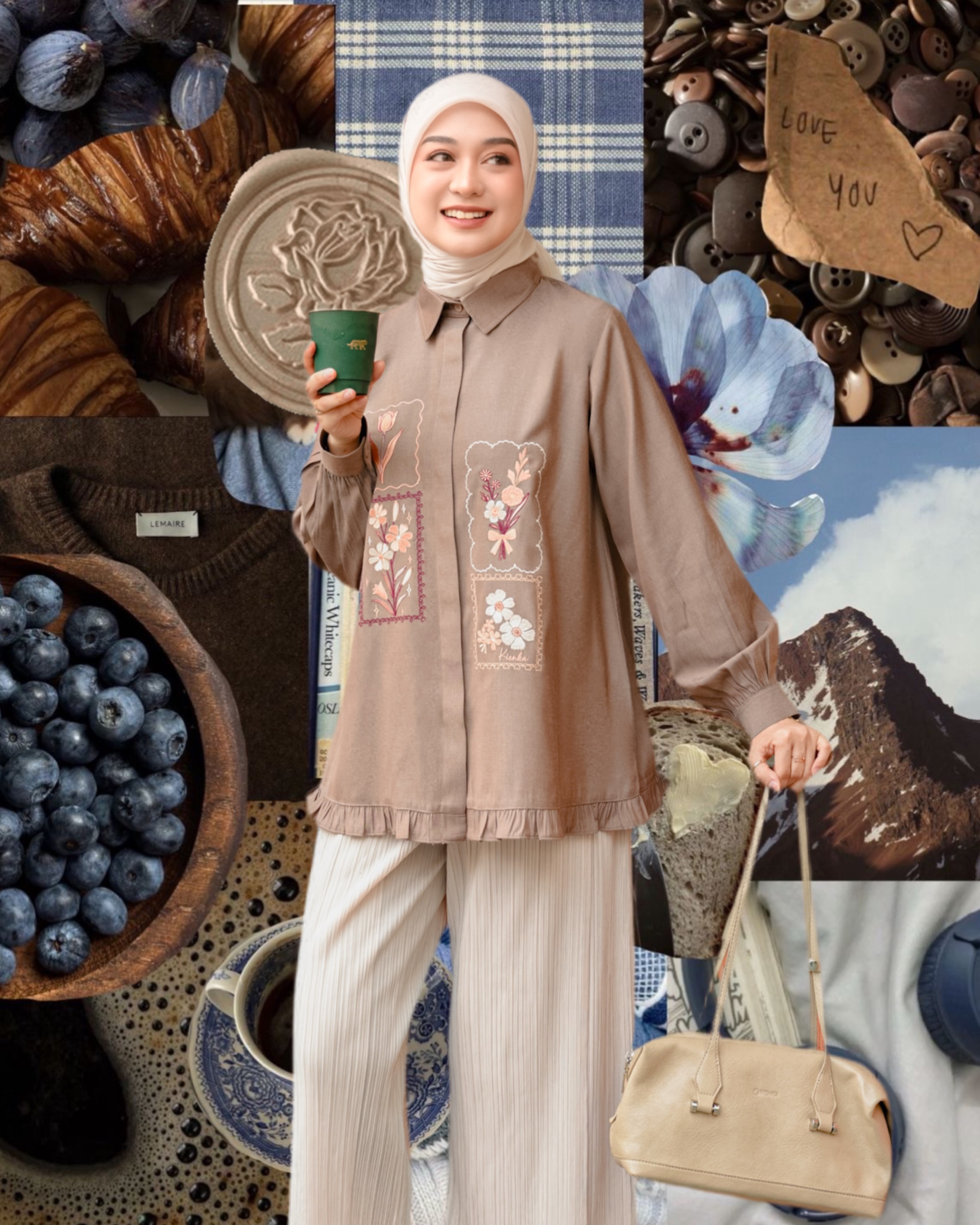 Misha Embroidery Blouse Latte