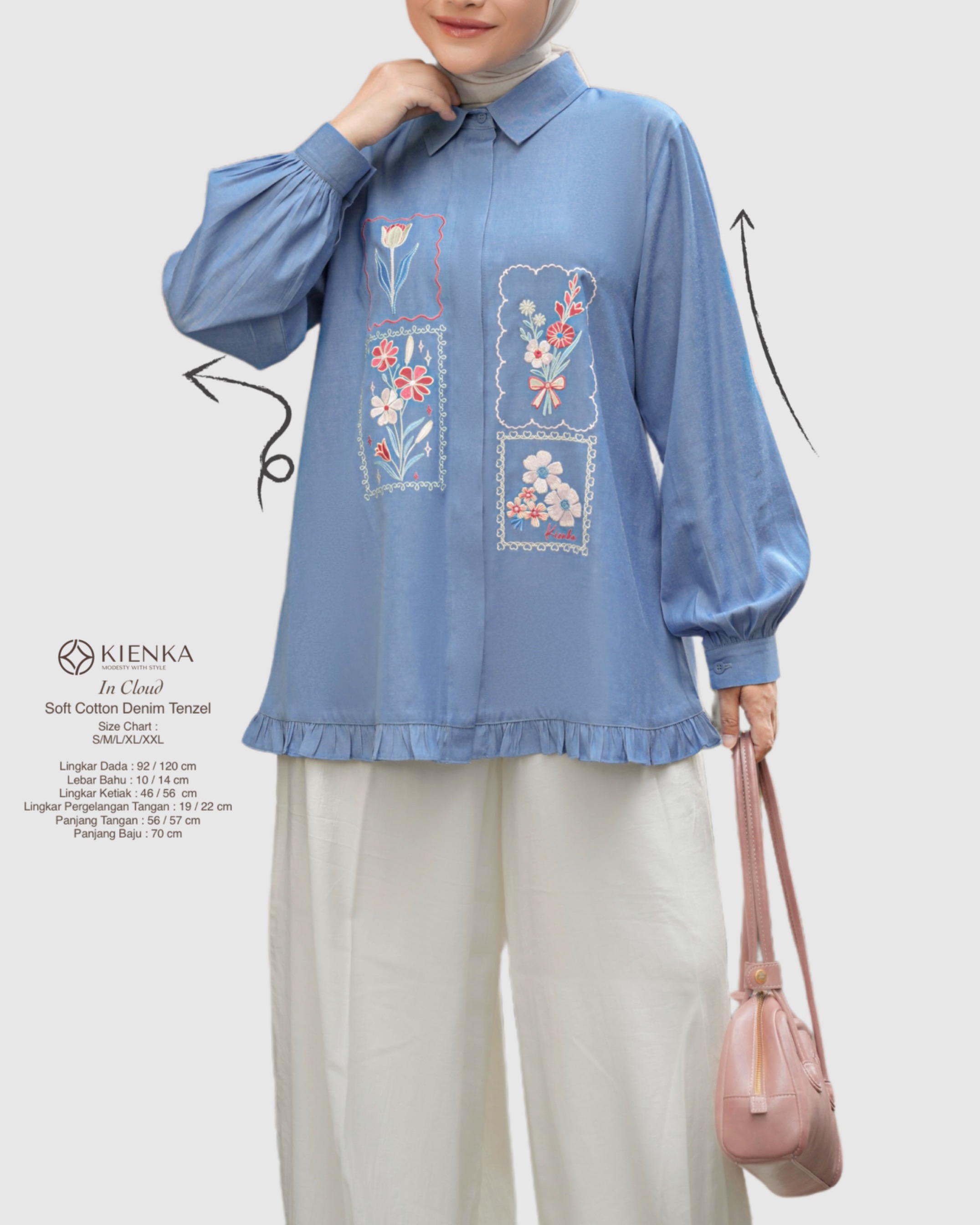 Misha Embroidery Blouse Cloud