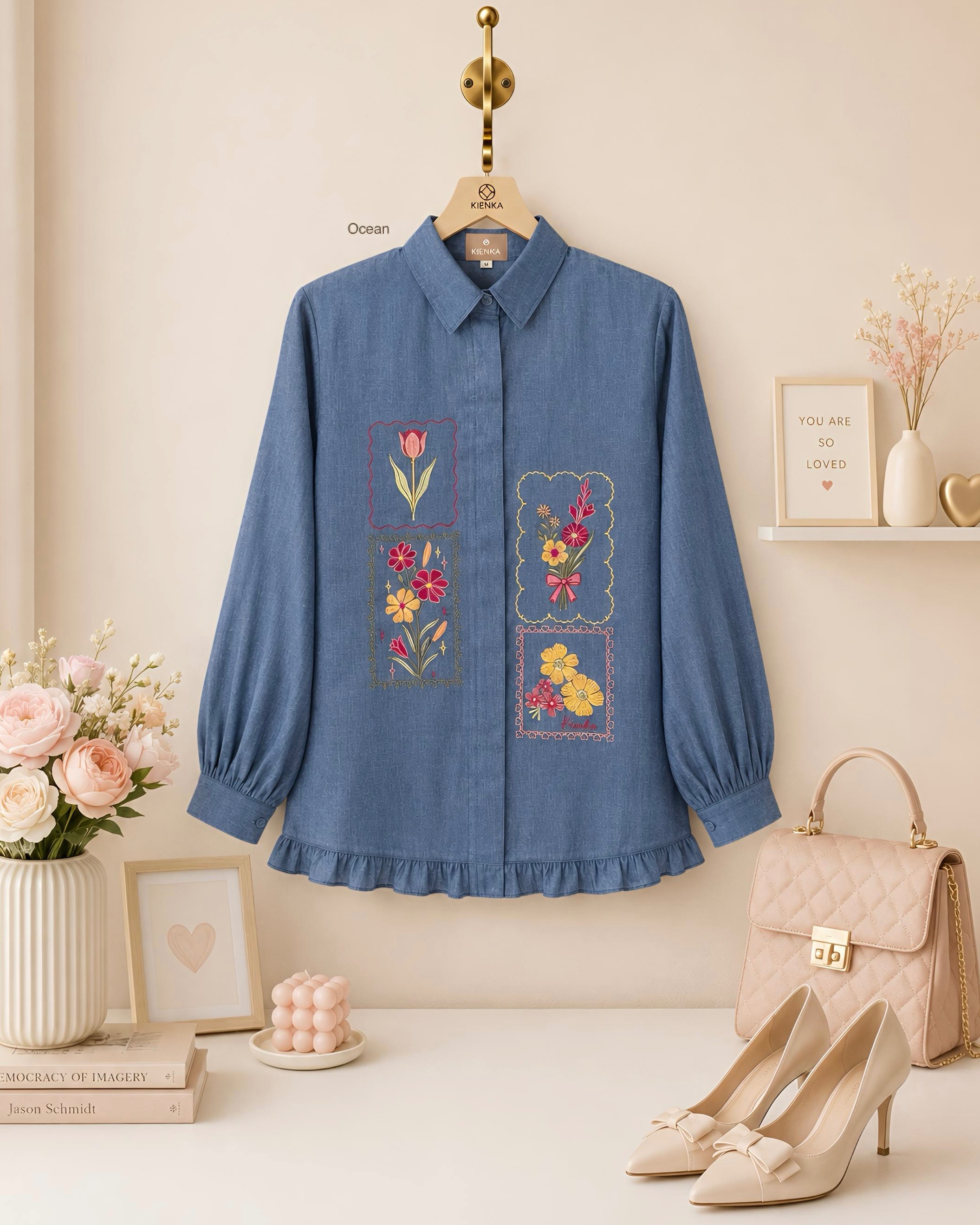 Misha Embroidery Blouse Ocean