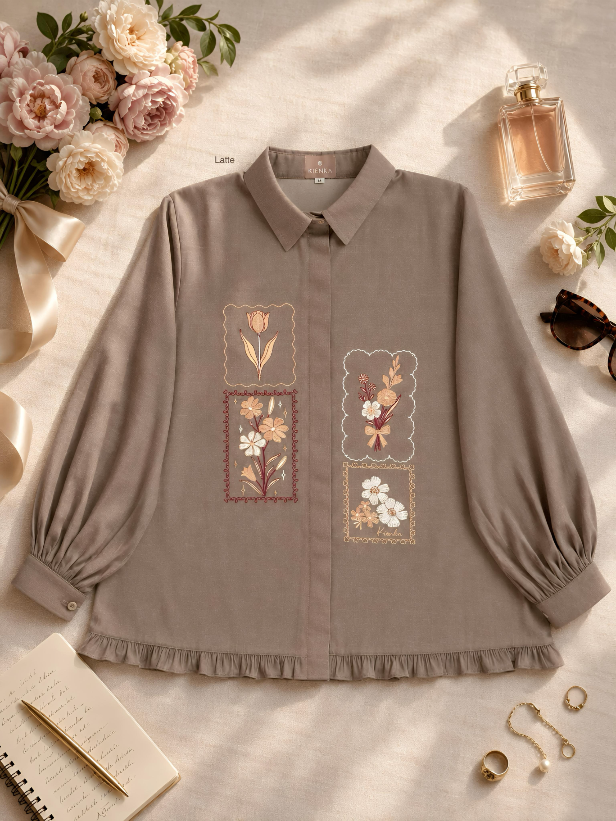 Misha Embroidery Blouse Latte