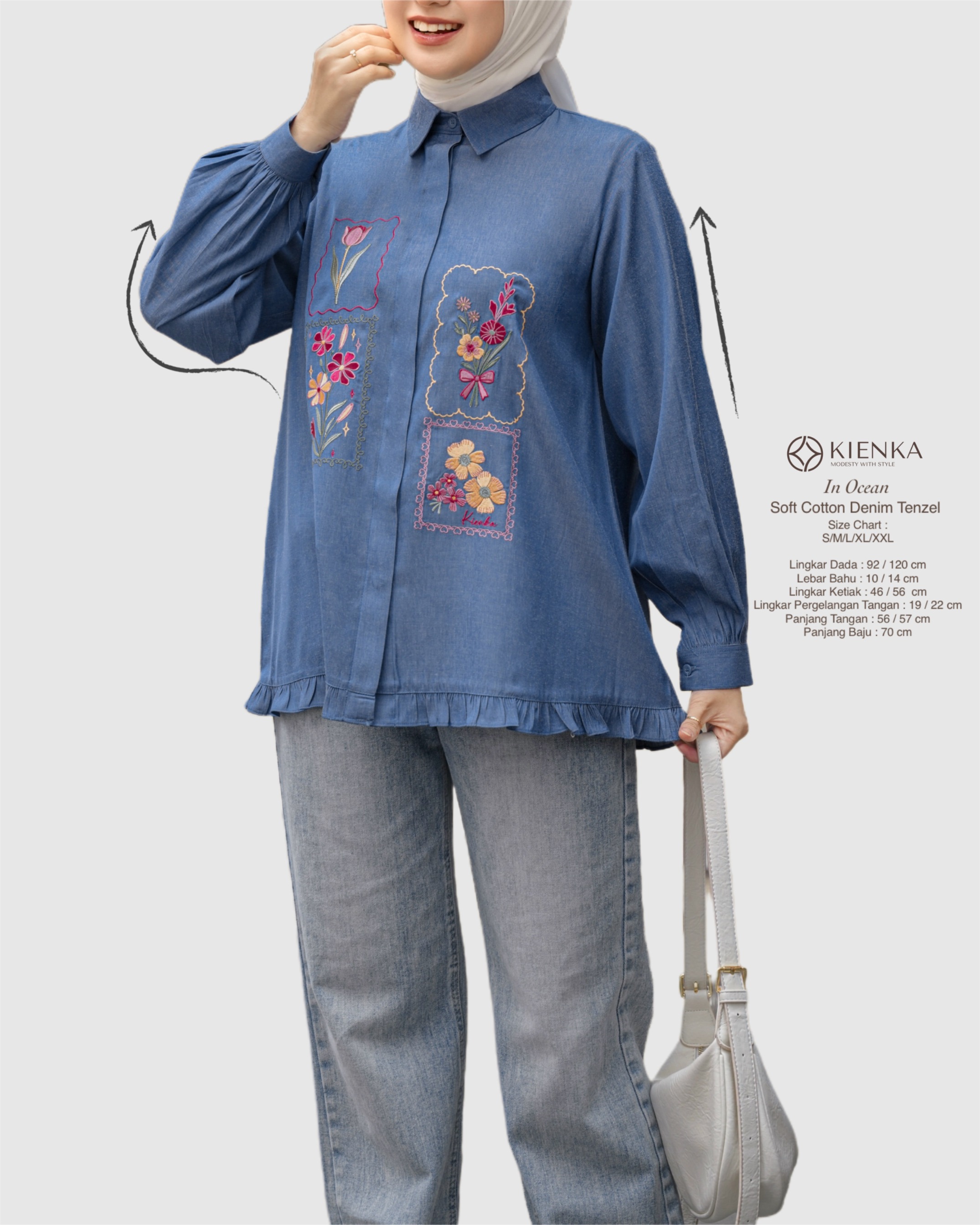 Misha Embroidery Blouse Ocean