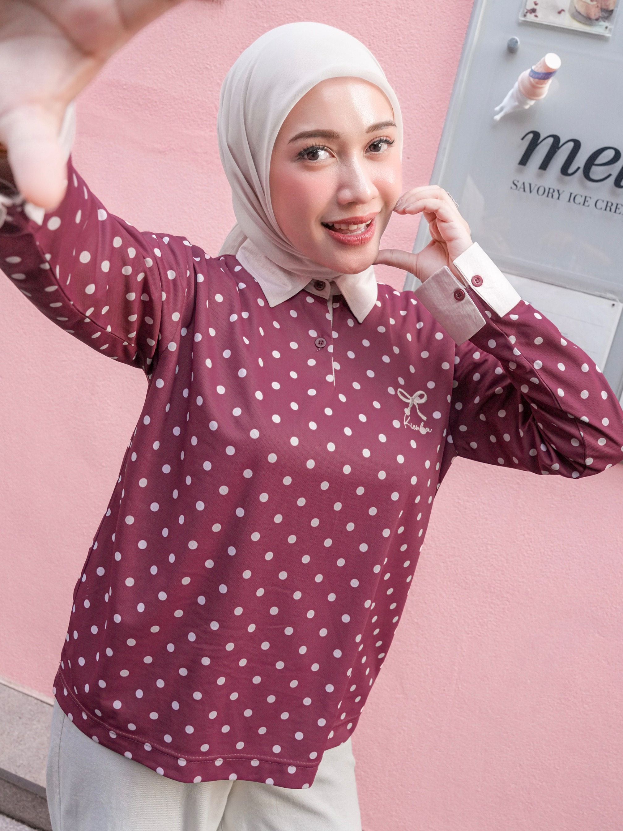 Nala Polka Shirt Maroon