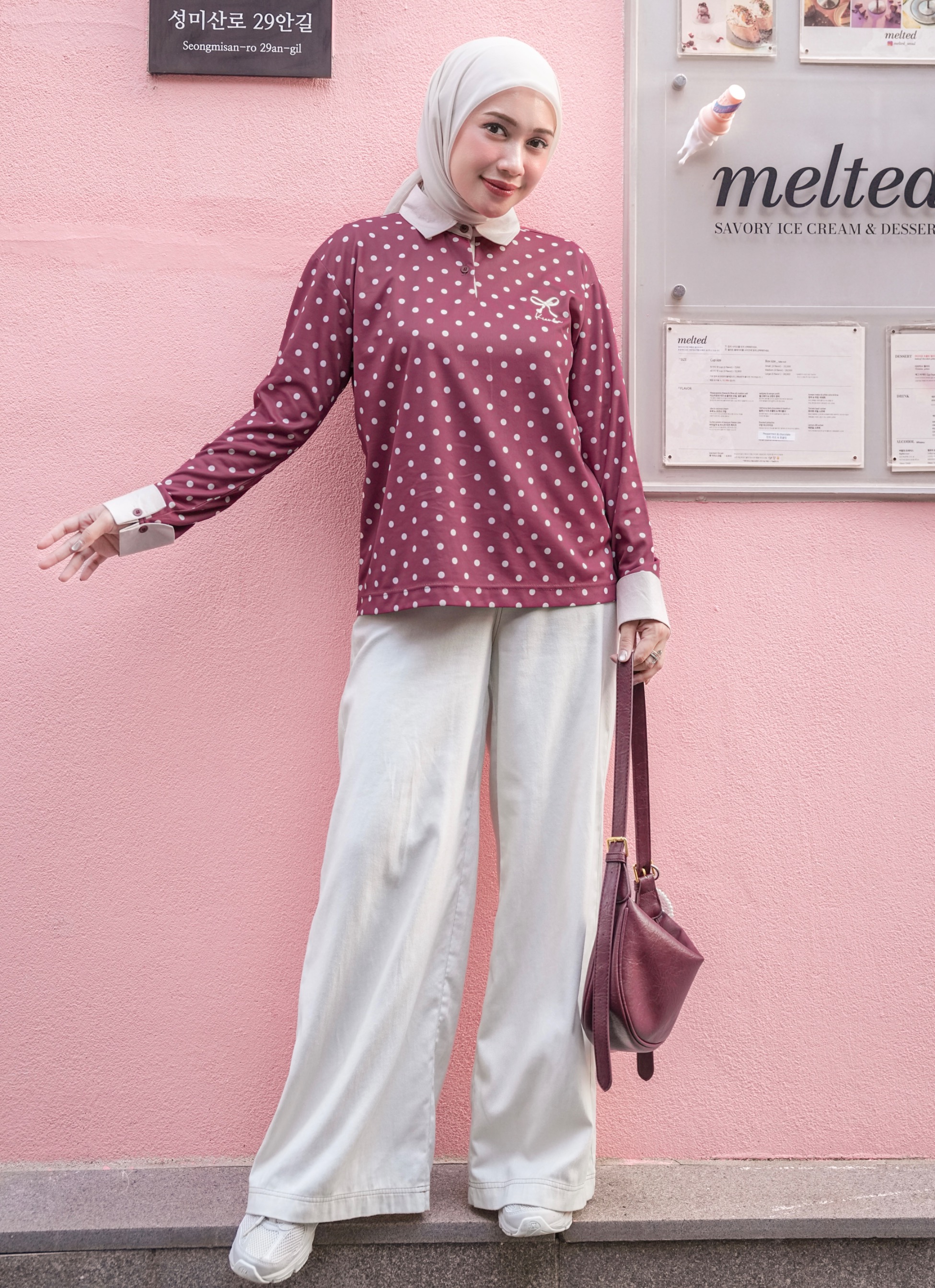 Nala Polka Shirt Maroon