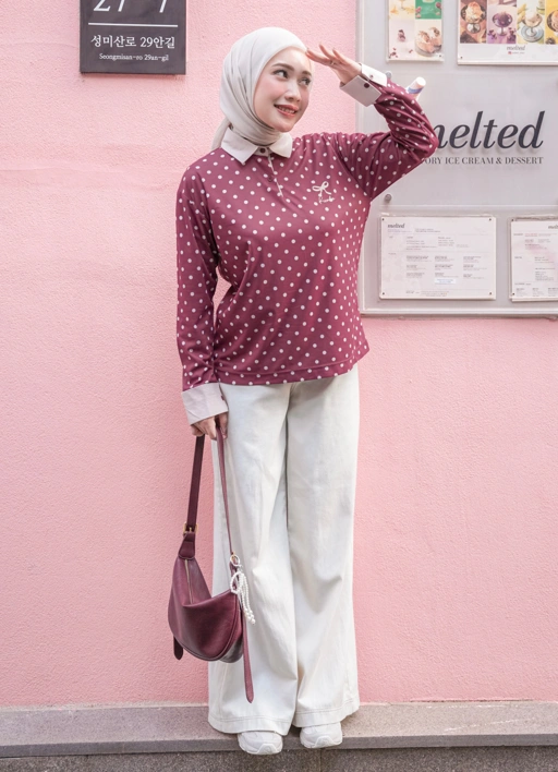 Nala Polka Shirt Maroon