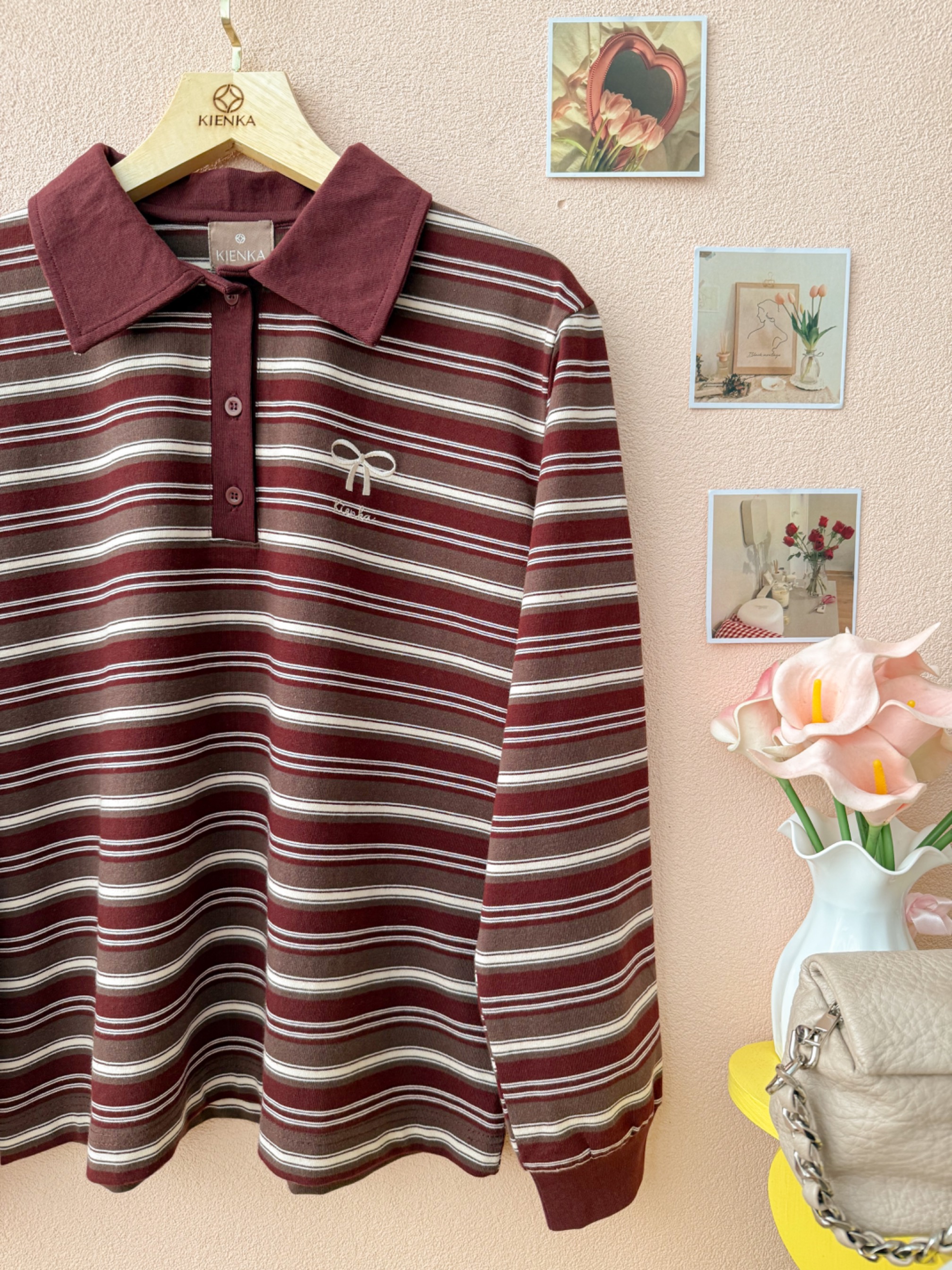 Hyeri Stripe Shirt Maroon