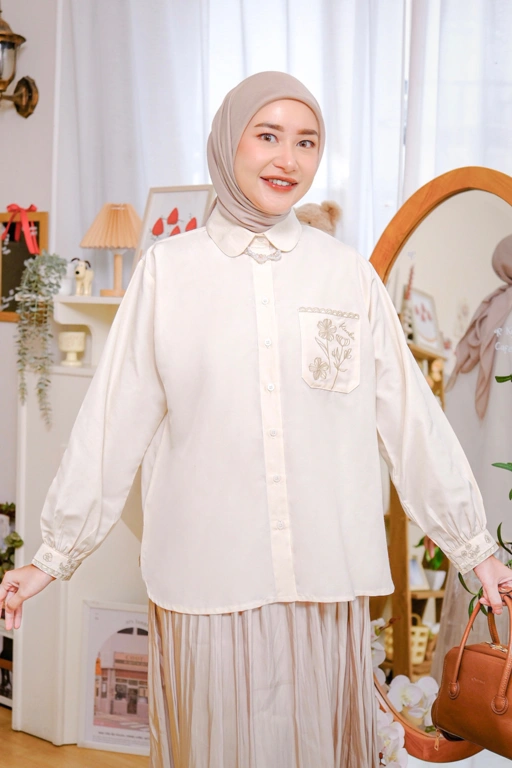 Image of Kalila Embroidery Shirt Ivory
