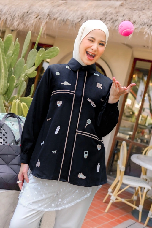 Image of Micca Embroidery Shirt Sporty Noir