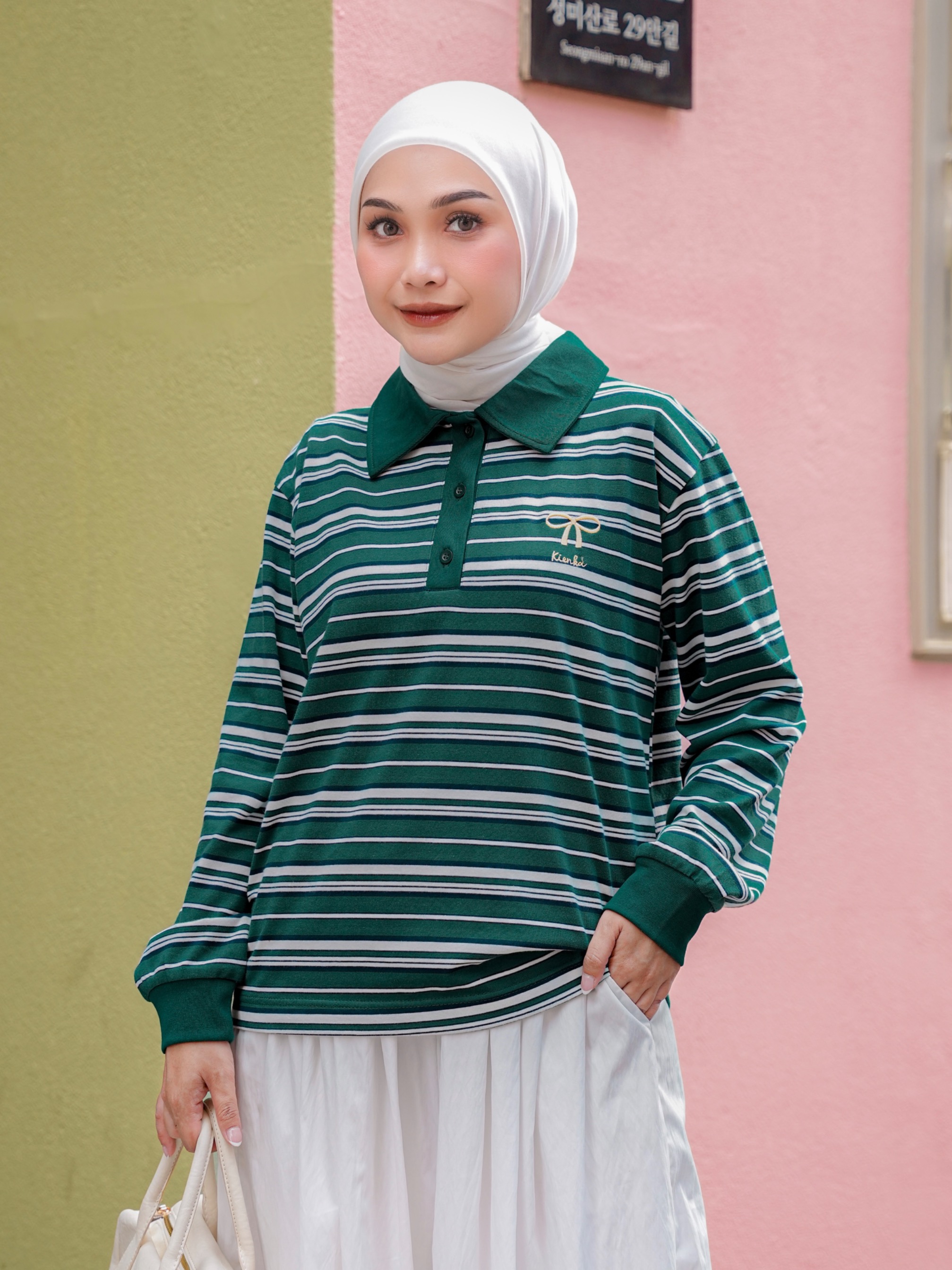 Hyeri Stripe Shirt Emerald
