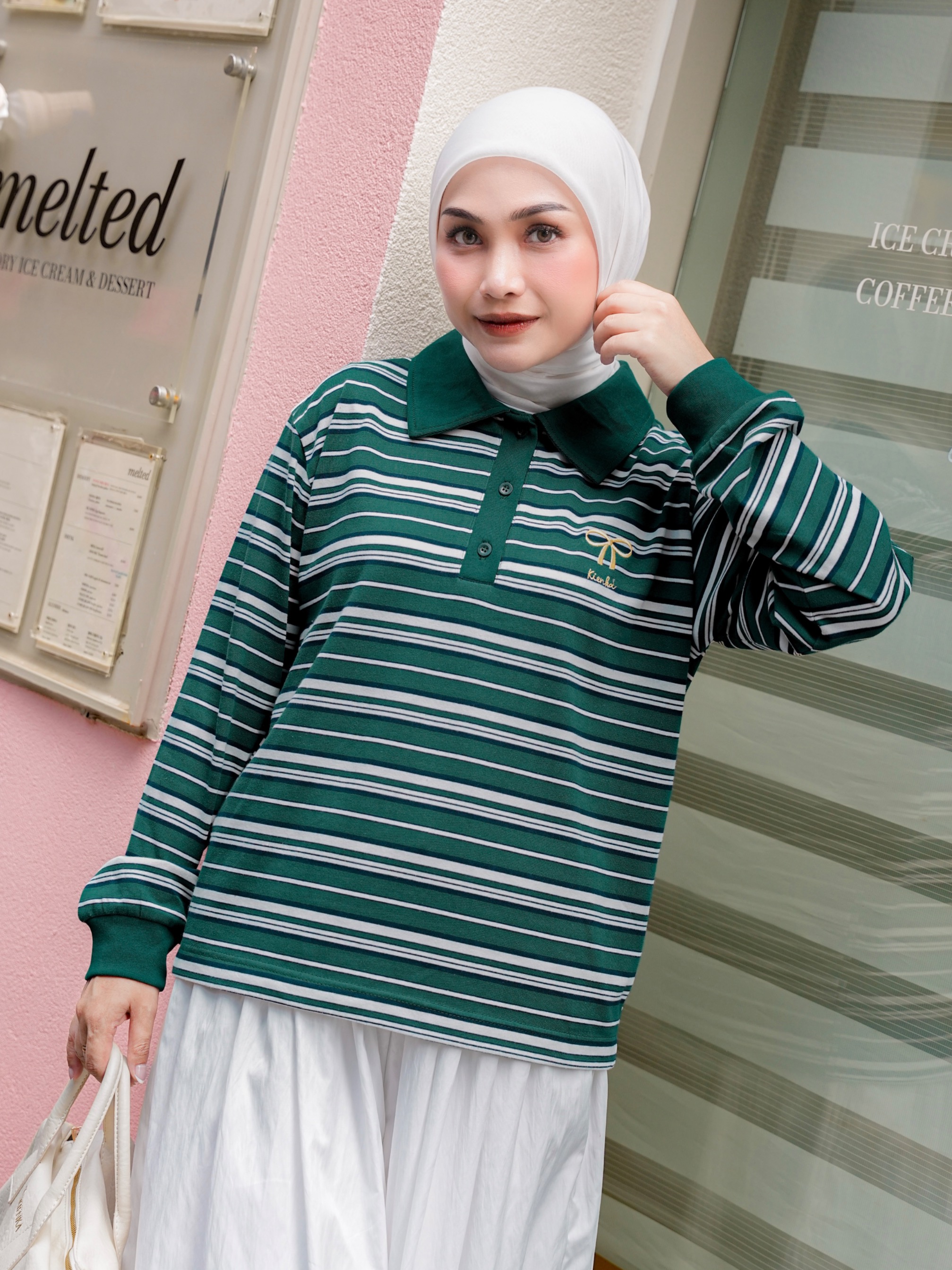 Hyeri Stripe Shirt Emerald