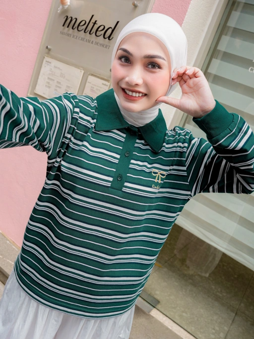 Hyeri Stripe Shirt Emerald
