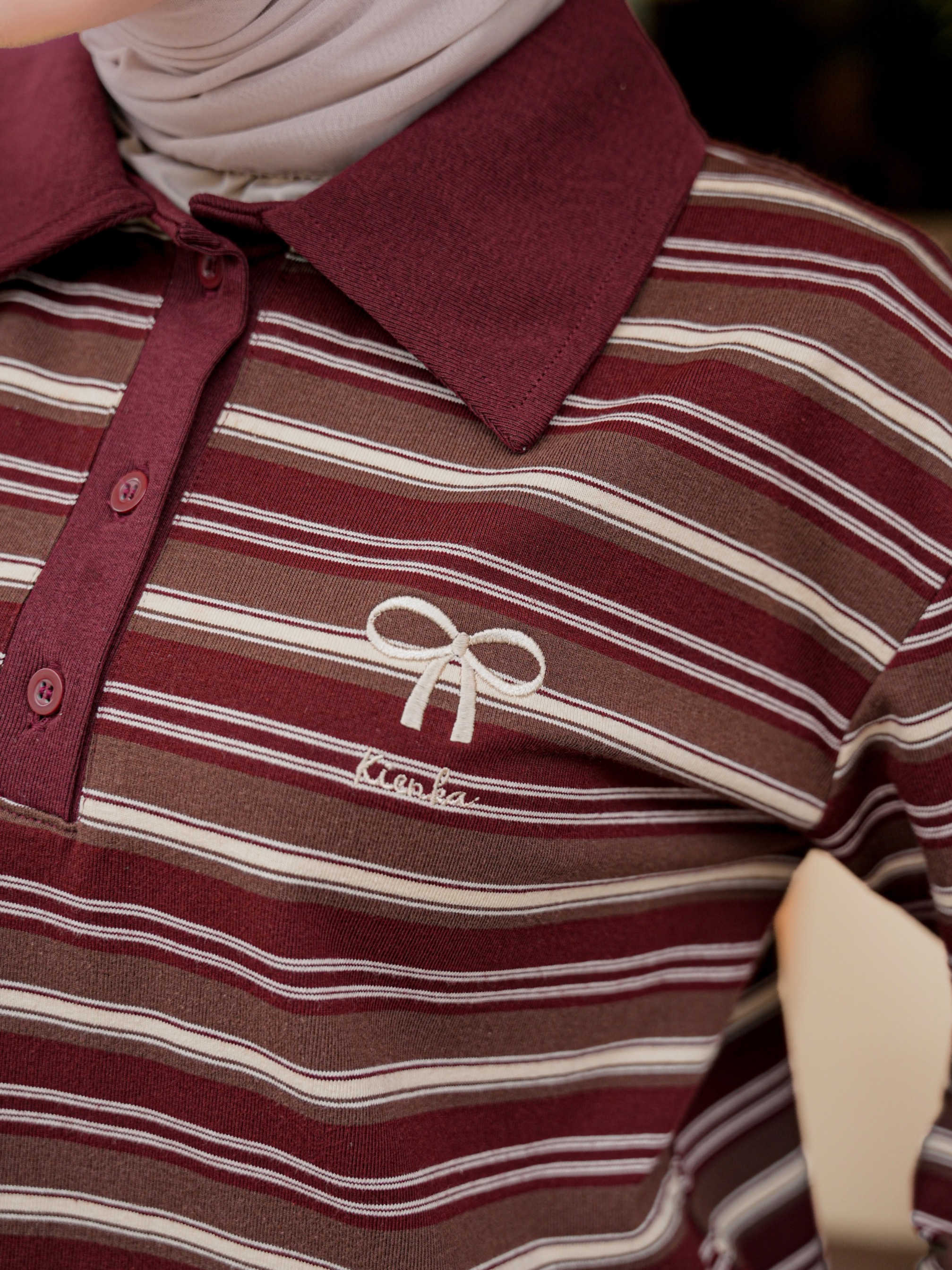 Hyeri Stripe Shirt Maroon