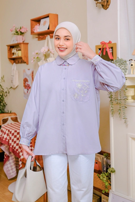 Image of Kalila Embroidery Shirt Lylac